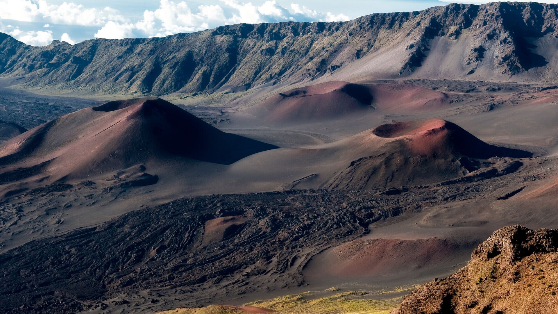 Geology: Mountain ridge, Volcanic rocks, A barren area where little precipitation occurs. 1920x1080 Full HD Background.