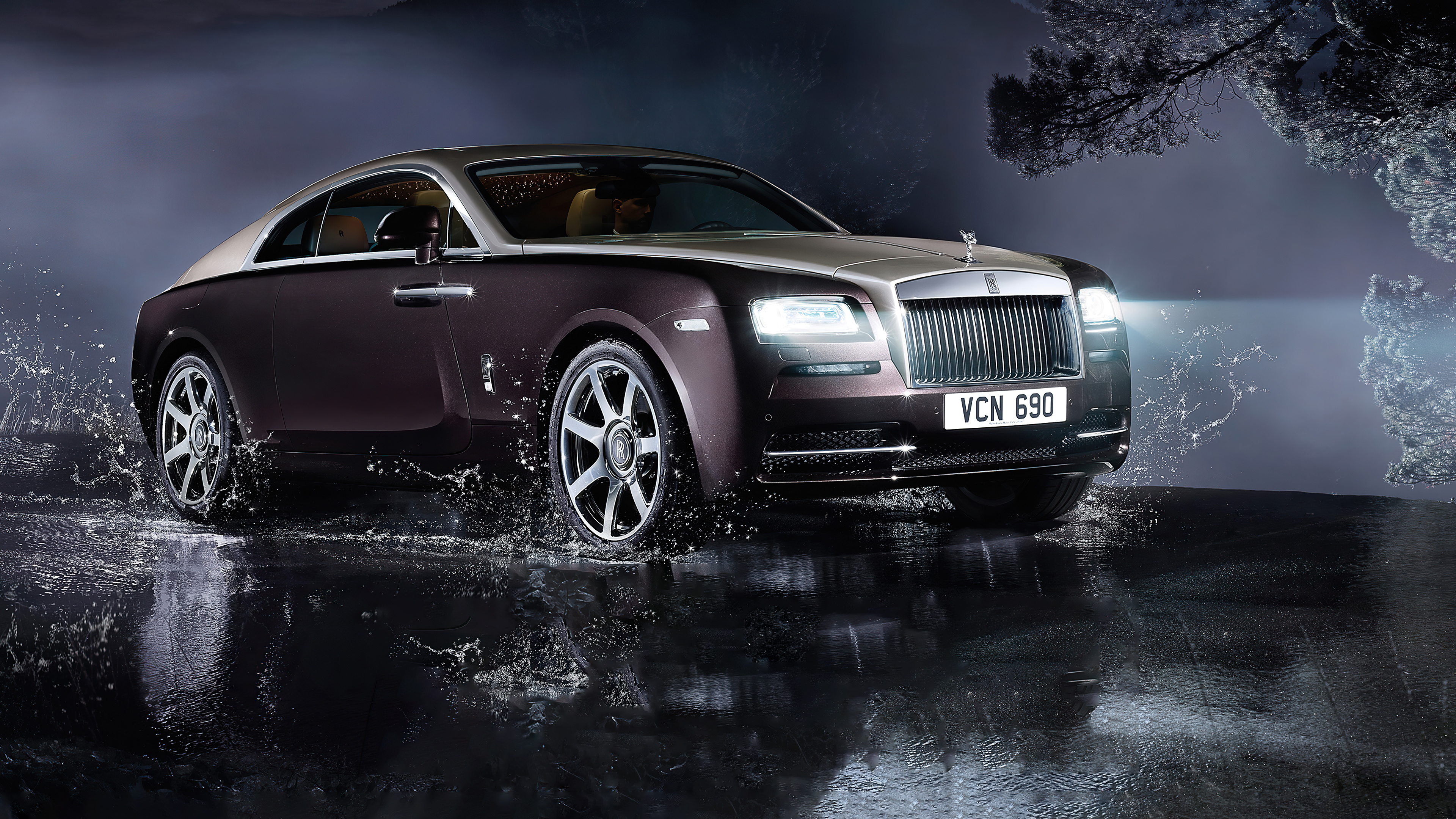 Rolls-Royce Wraith, Rainy setting, HD cars, wallpapers, 3840x2160 4K Desktop