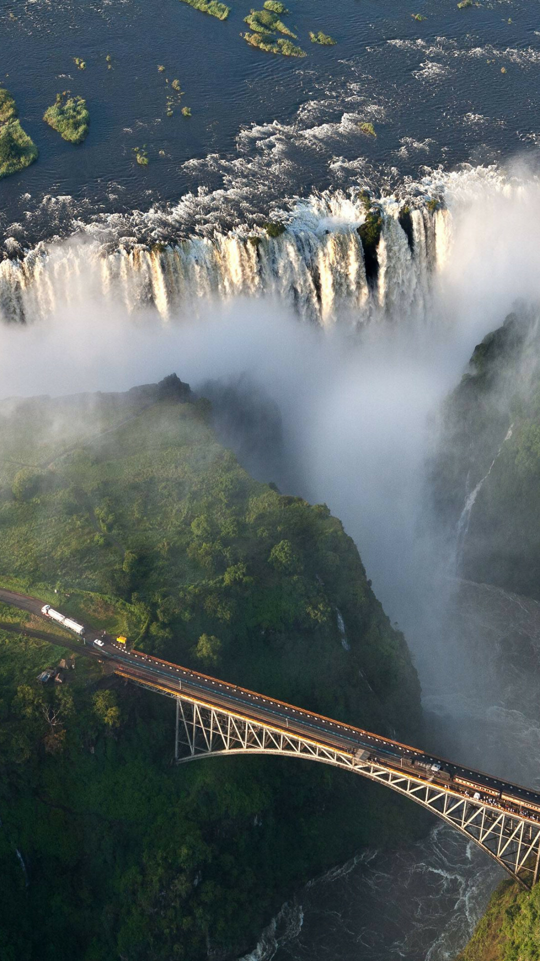 Victoria Falls: One of the greatest attractions in Africa, Waterfall. 1080x1920 Full HD Background.