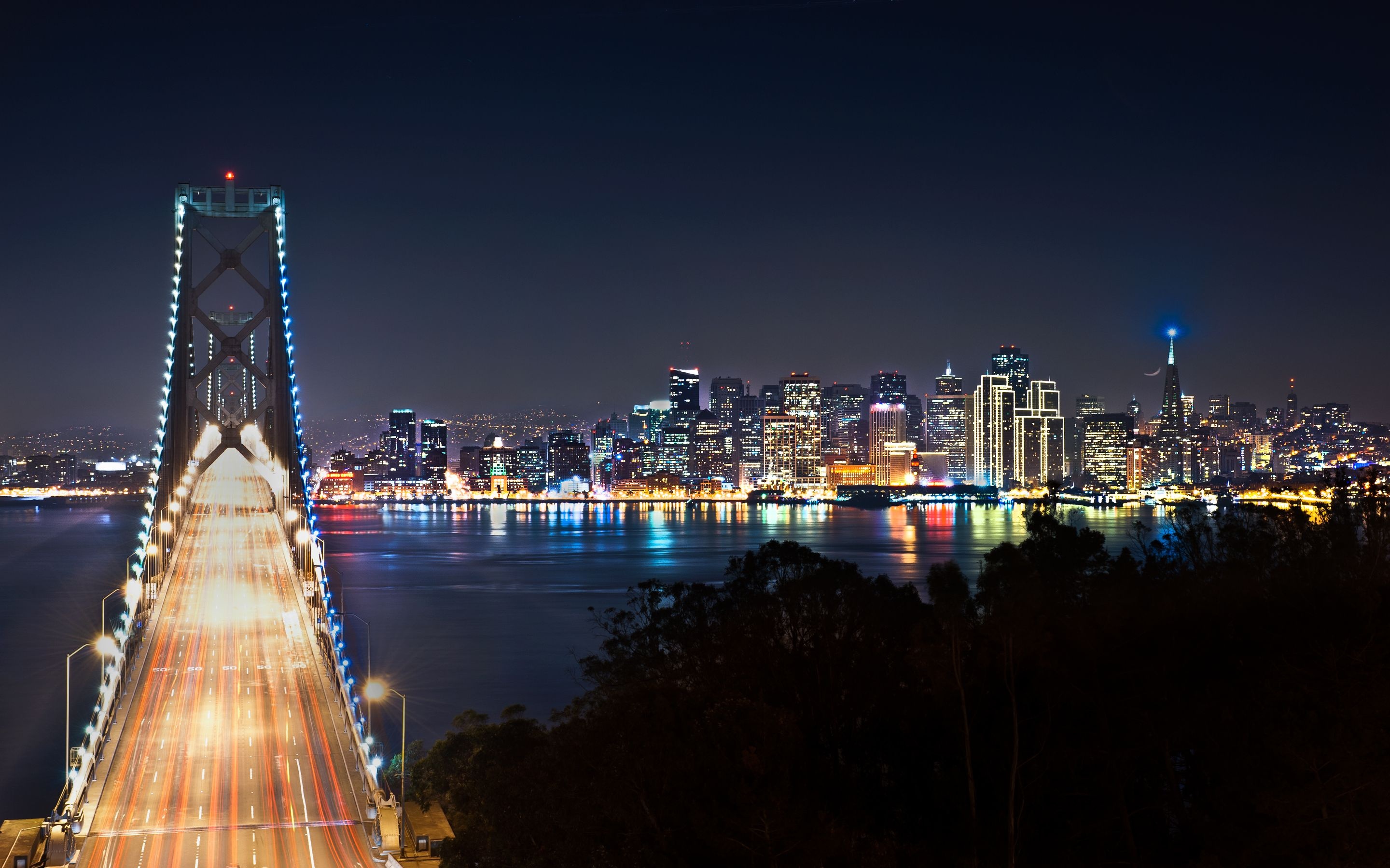 Oakland Skyline, Nighttime views, Top free backgrounds, 2880x1800 HD Desktop