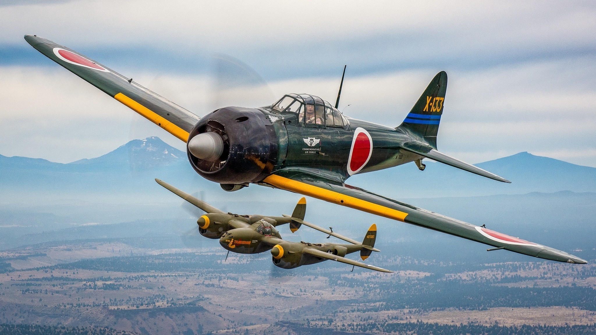 Mitsubishi A6M Zero, P-38 wallpaper, Fighter aircraft, WWII history, 2050x1160 HD Desktop