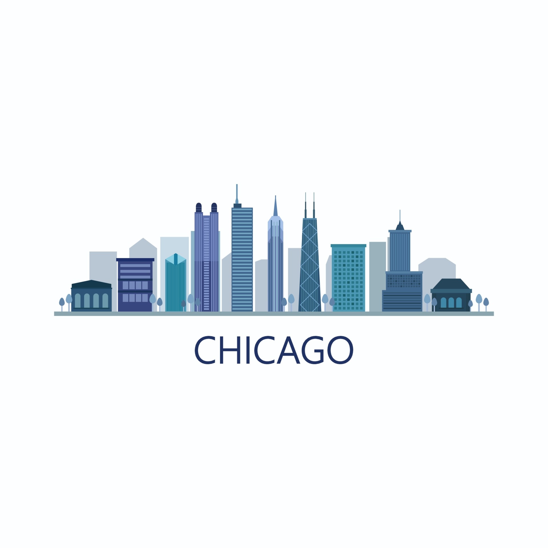 Chicago skyline, Background vector art, 1920x1920 HD Phone
