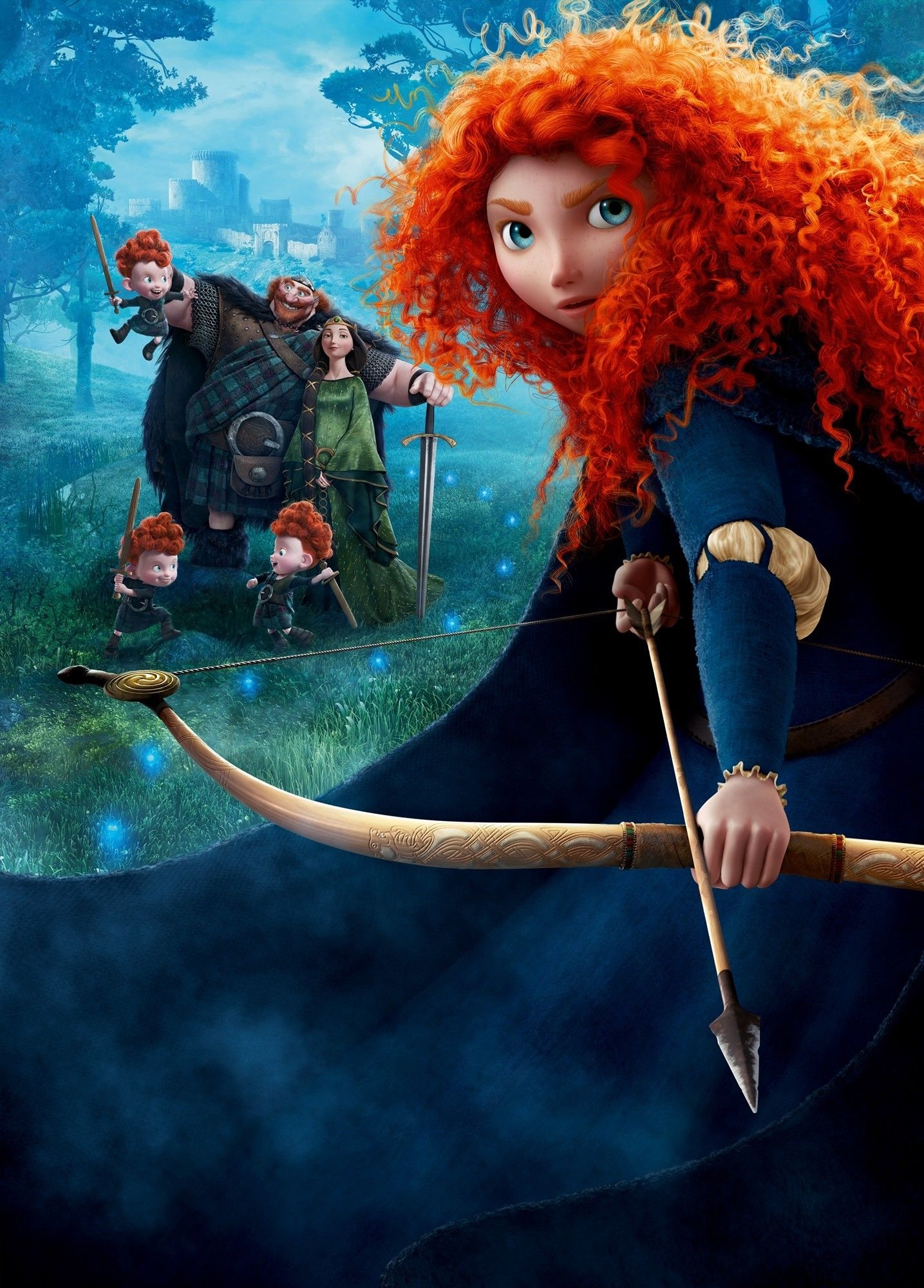 Brave (Disney): Princess Merida, A 2012 American 3D CGI computer-animated adventure fantasy film. 1440x2000 HD Wallpaper.