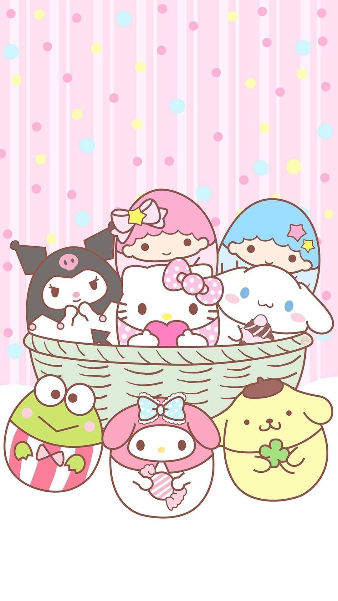 Hello Kitty Easter, Be positive, Easter vibes, Cute and cheerful, 1080x1920 Full HD Handy