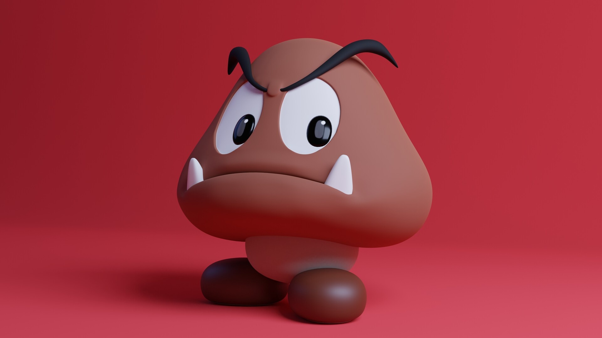 Goomba: Mario's enemy, A small brown mushroom, Nintendo's Mario franchise. 1920x1080 Full HD Background.