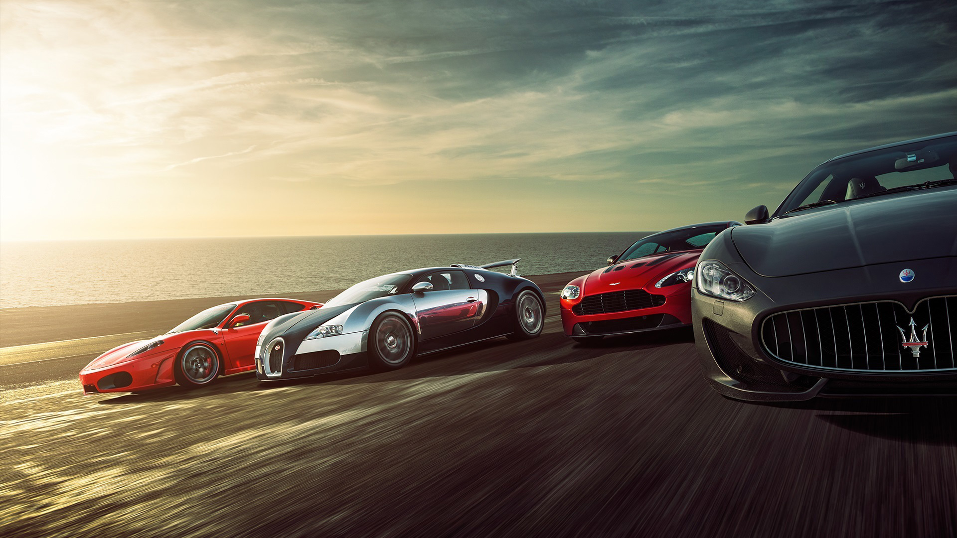 Sports Car: Ferrari, Bugatti, Aston Martin, Maserati, Vehicle. 1920x1080 Full HD Background.