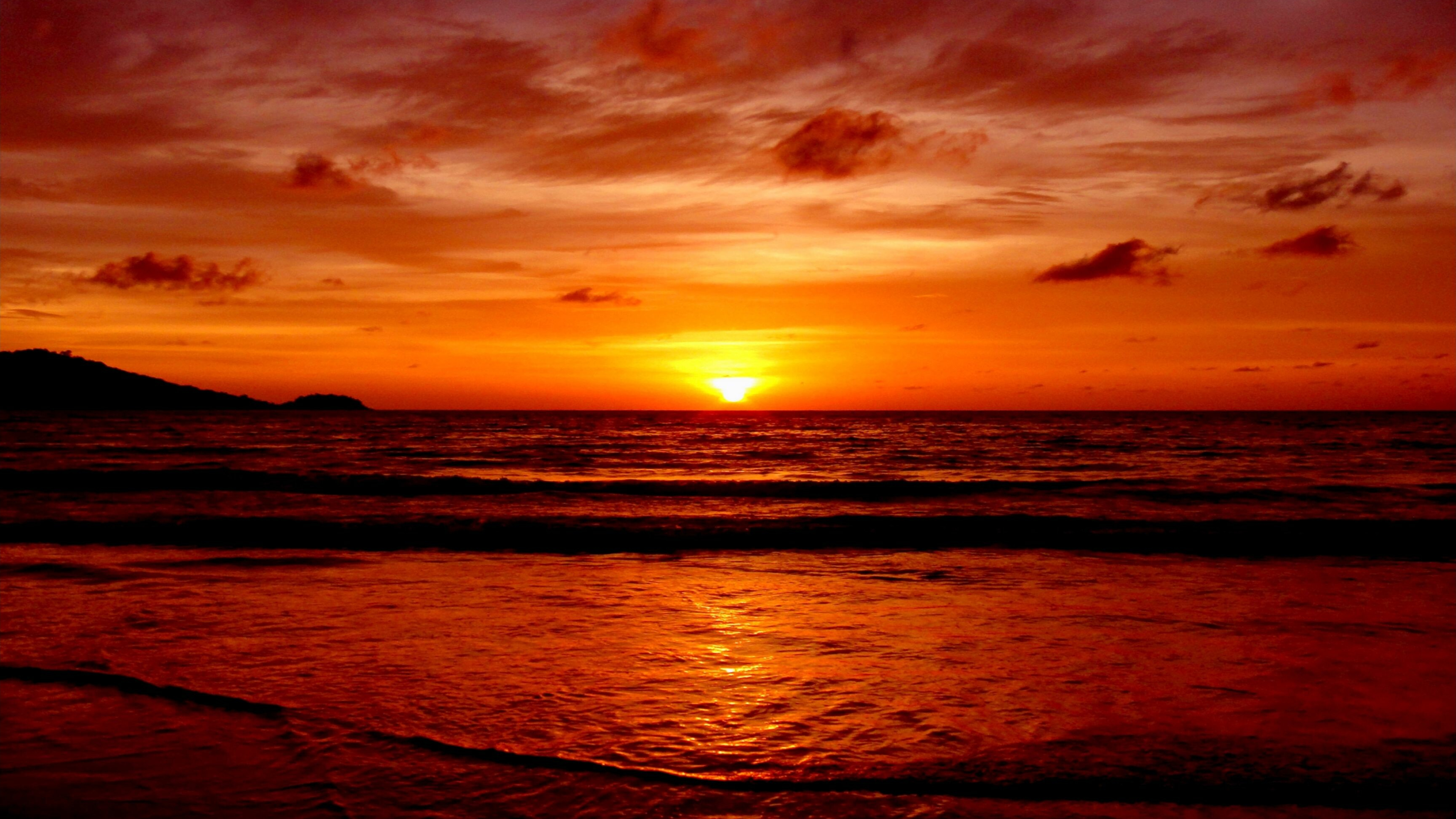 Sunset: Evening, Red-orange rays of the sun. 3840x2160 4K Wallpaper.