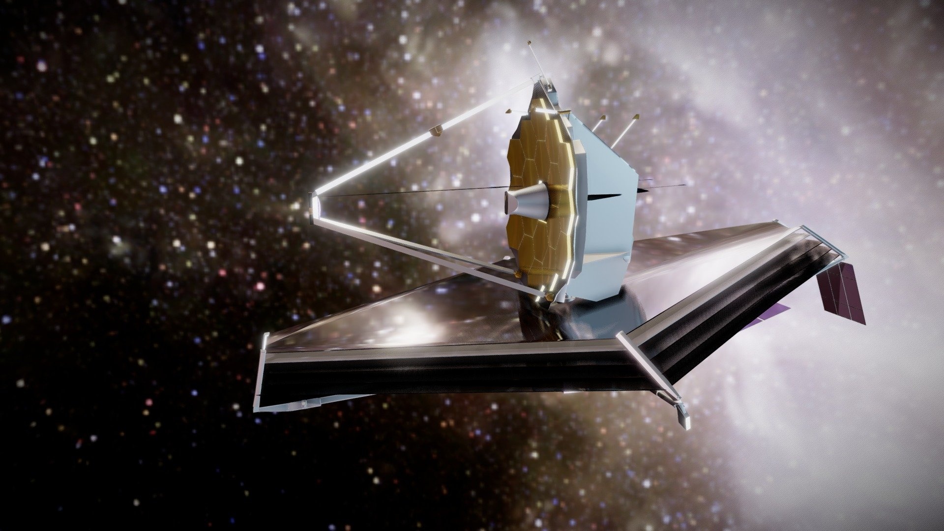 James Webb Telescope, Free 3D Model, Paul Sketchfab, Space exploration, 1920x1080 Full HD Desktop