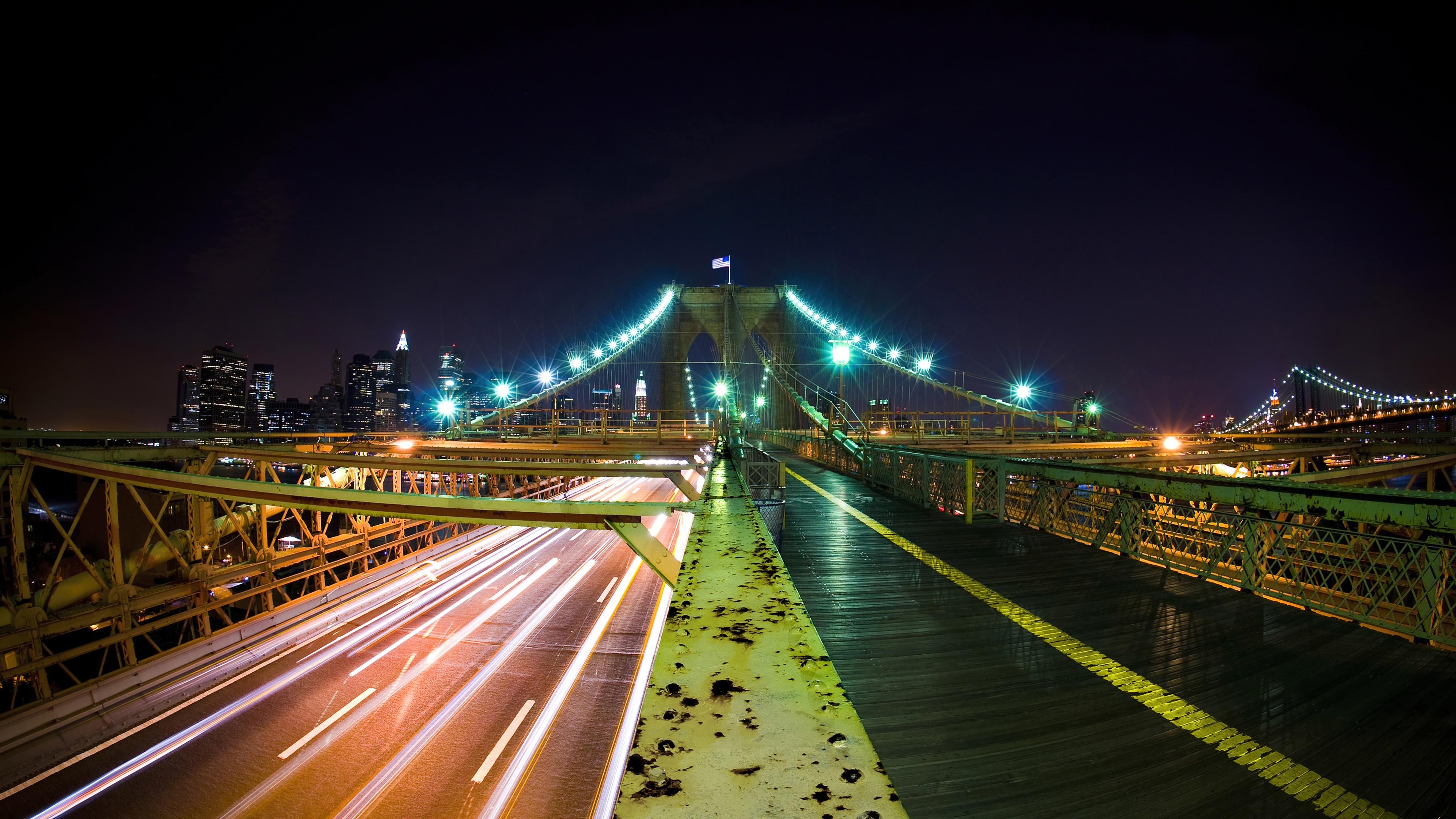 Brooklyn Bridge, Cityscape, City lights, Manhattan, 3840x2160 4K Desktop