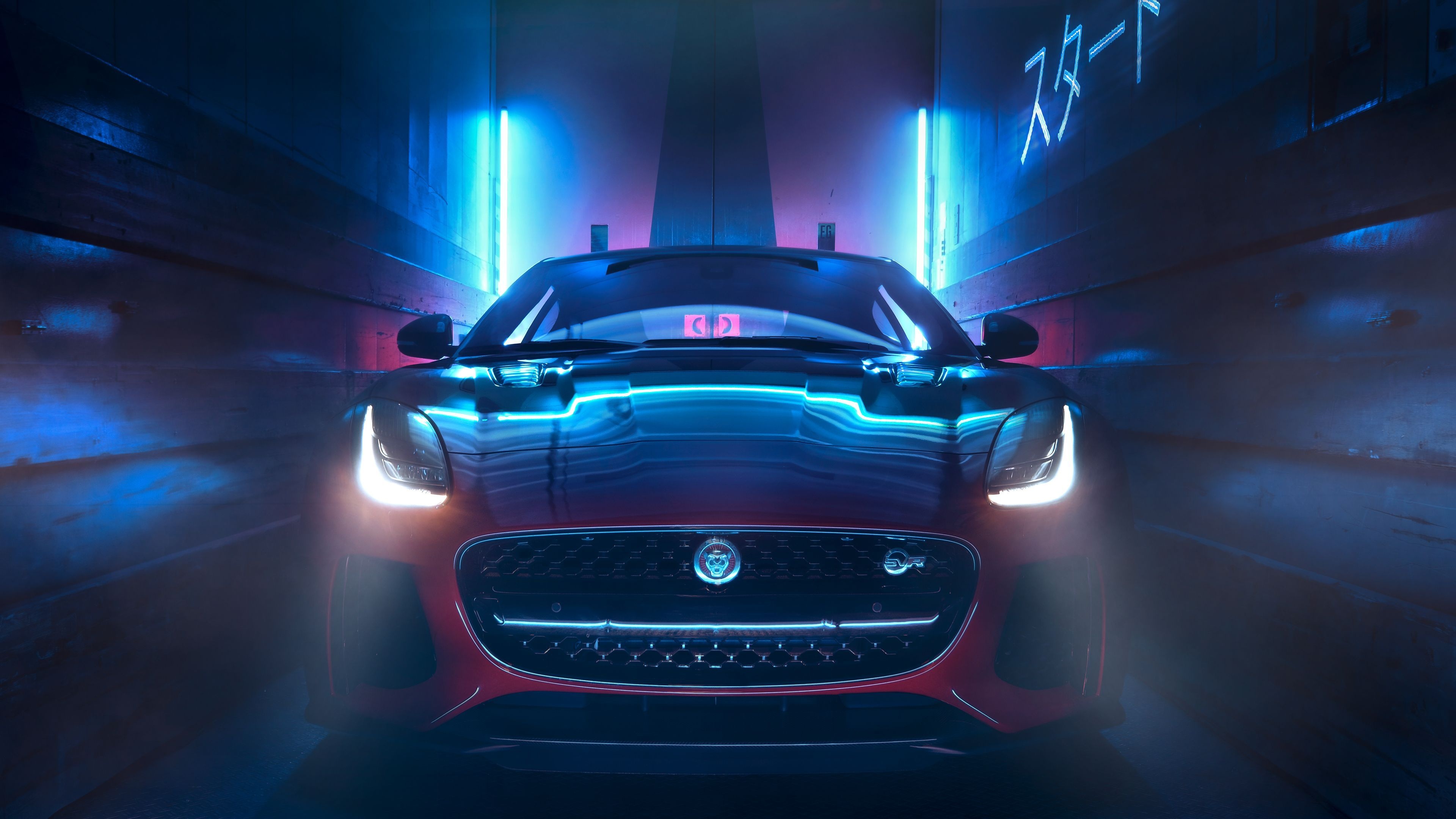 Jaguar F-TYPE, Stunning front view, High definition wallpapers, Car backgrounds, 3840x2160 4K Desktop