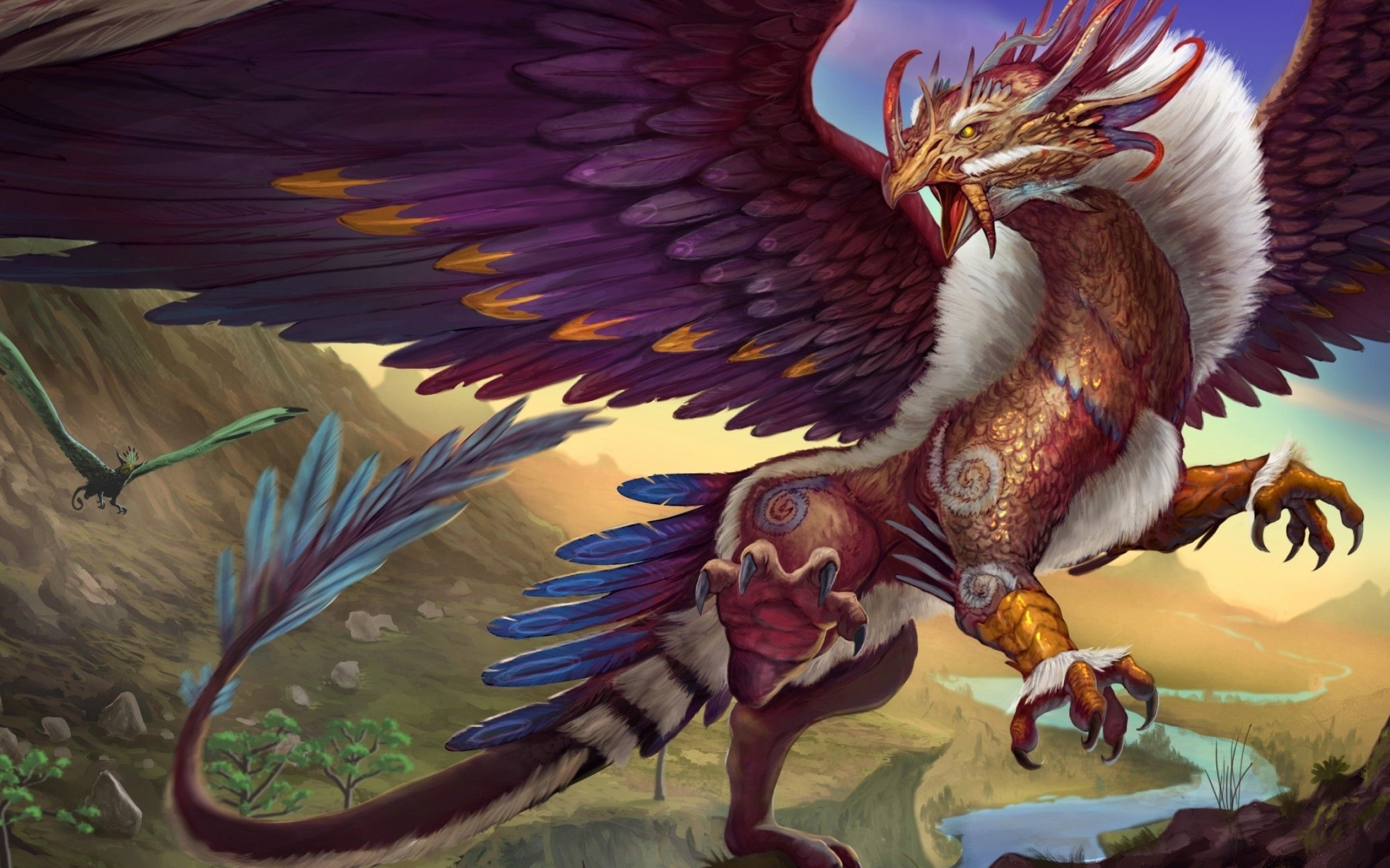 Griffins, Mythical creatures, Majestic protector, Fantasy realm, 2560x1600 HD Desktop