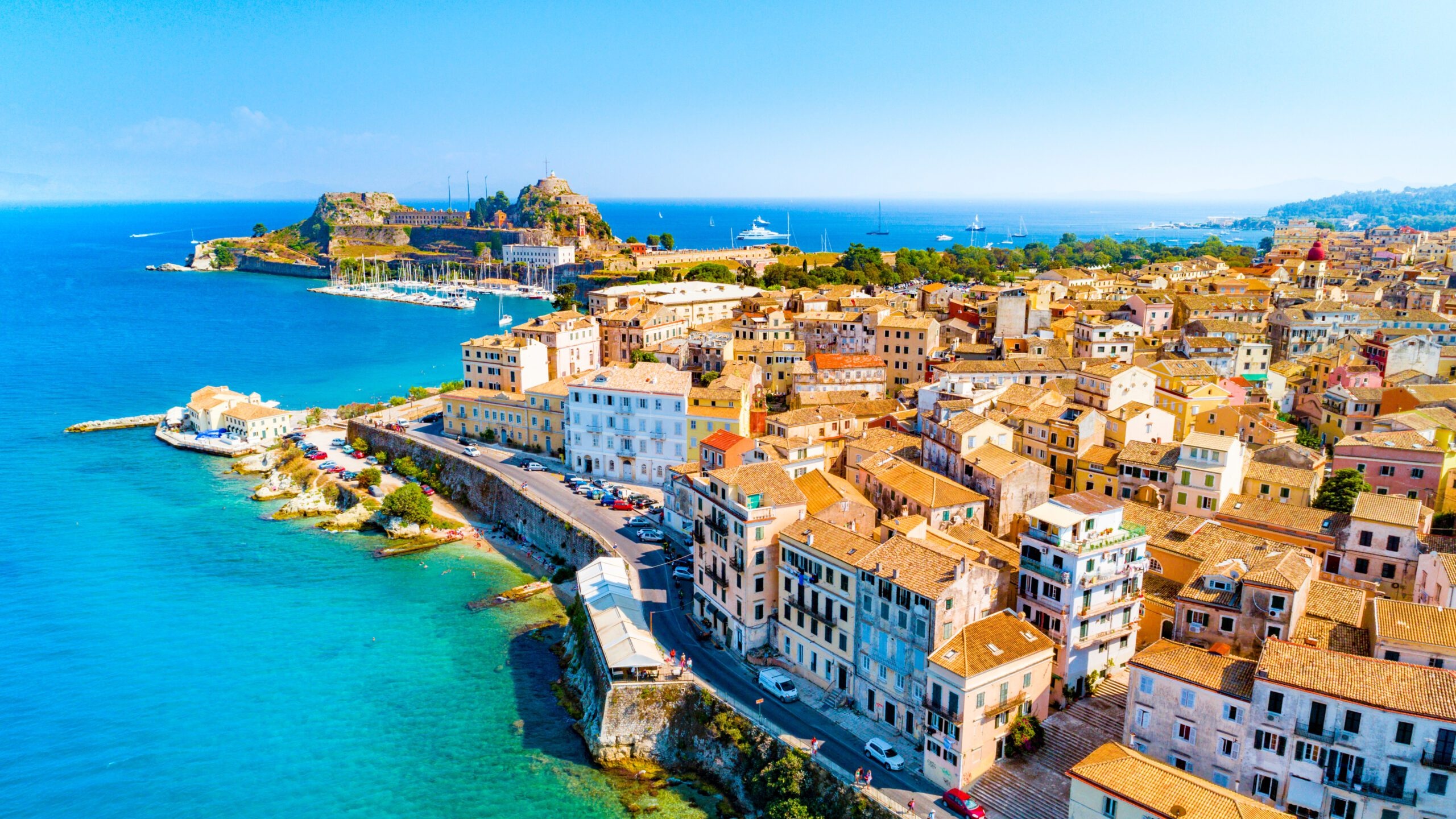 Corfu travels, Cheap breaks, Booking, Greece, 2560x1440 HD Desktop