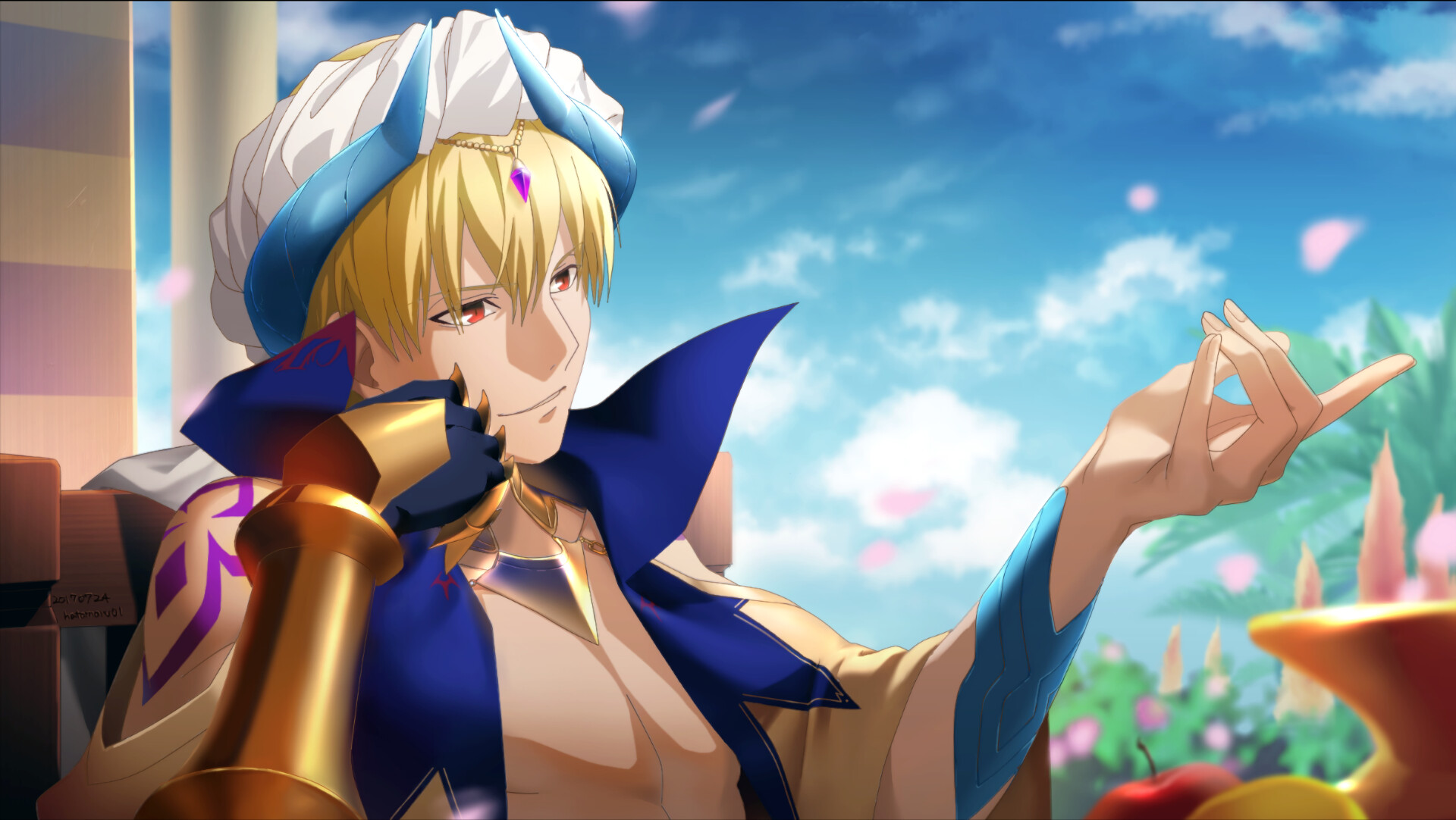 Gilgamesh (Fate/Zero): Archer, The famous Babylonian King said to possess all of the treasures of the world. 1920x1090 HD Wallpaper.