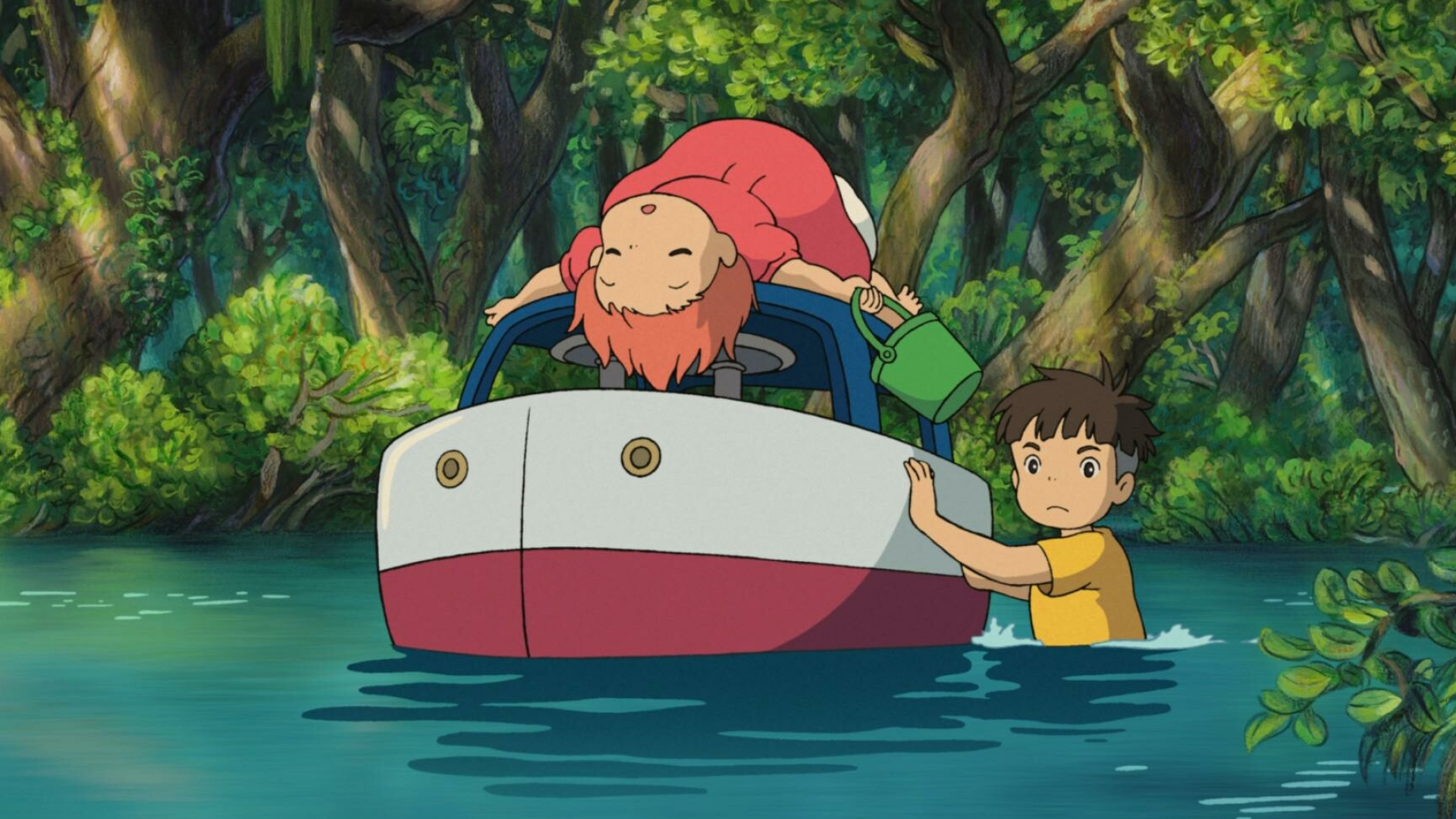 Ponyo: The story of friendship between five-year-old Sosuke and a magical goldfish, Anime. 1920x1080 Full HD Background.
