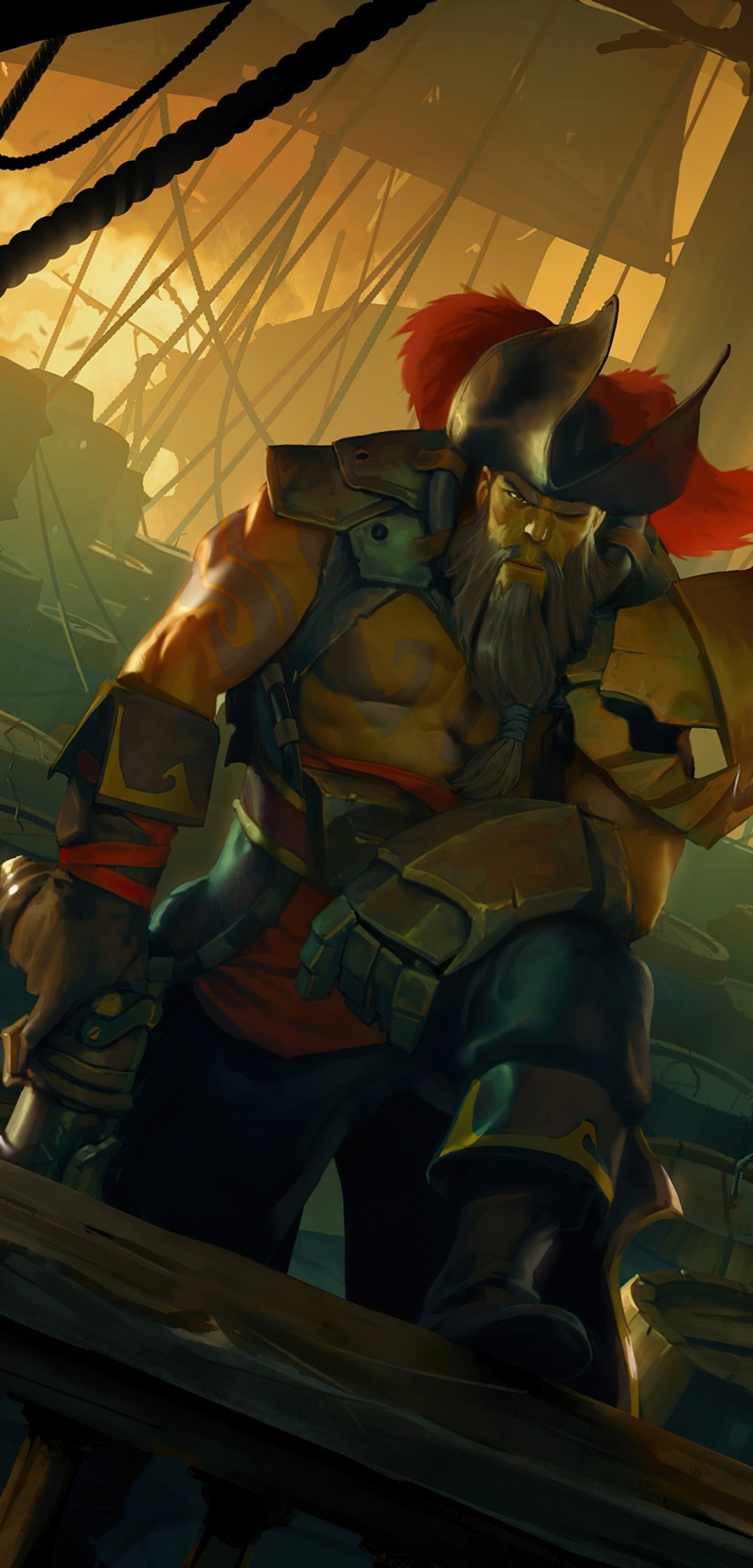 Legends of Runeterra, Gangplank, Pirate ship, Artwork, 1080x2250 HD Phone