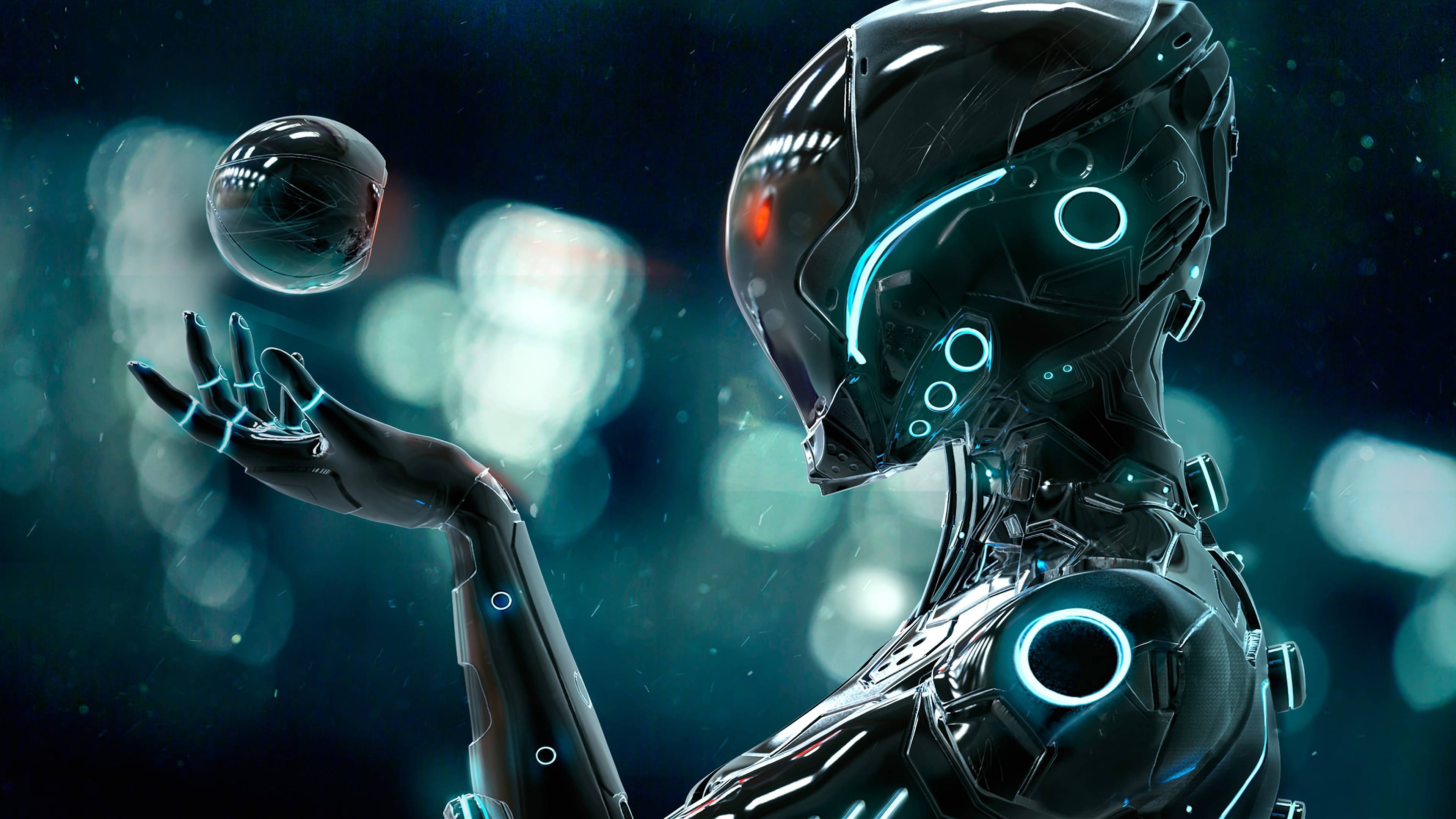 Robot: Human body shaped cyborg, Cybernetic body, High-level programming. 3840x2160 4K Wallpaper.