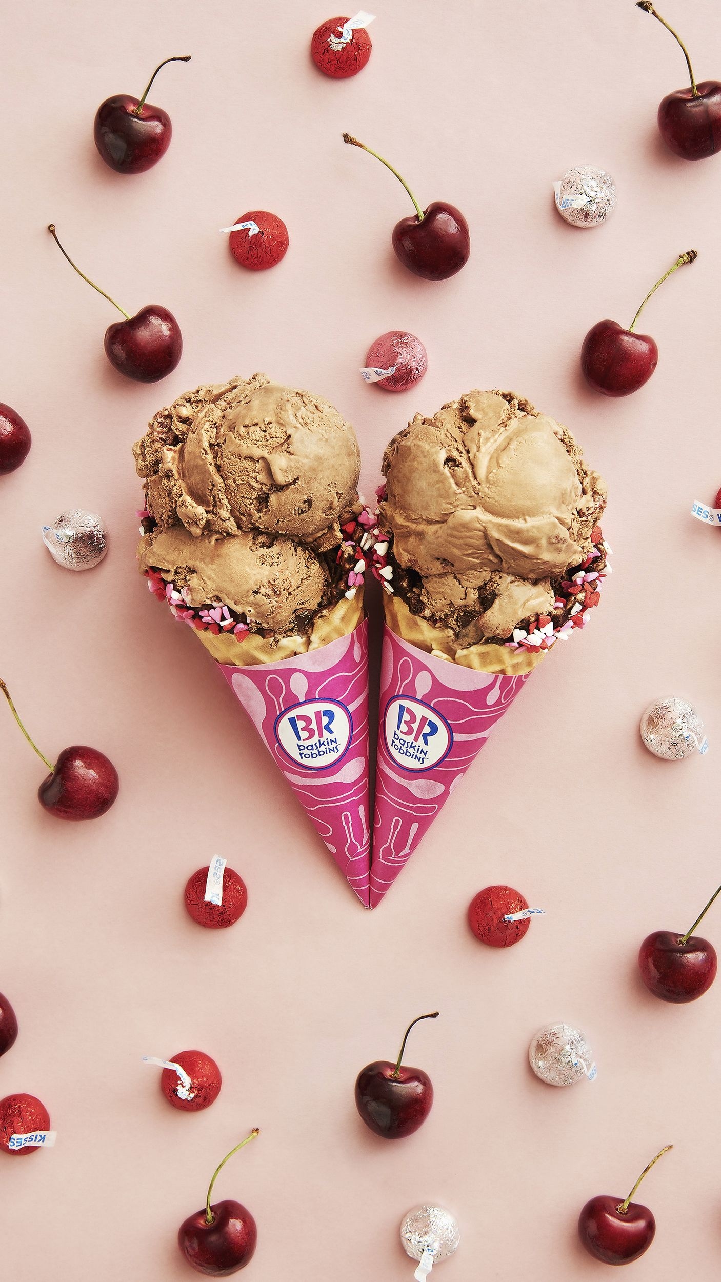 Baskin Robbins: Cherry cordial, Valentine's-themed treats, The ice cream chain. 1410x2500 HD Wallpaper.