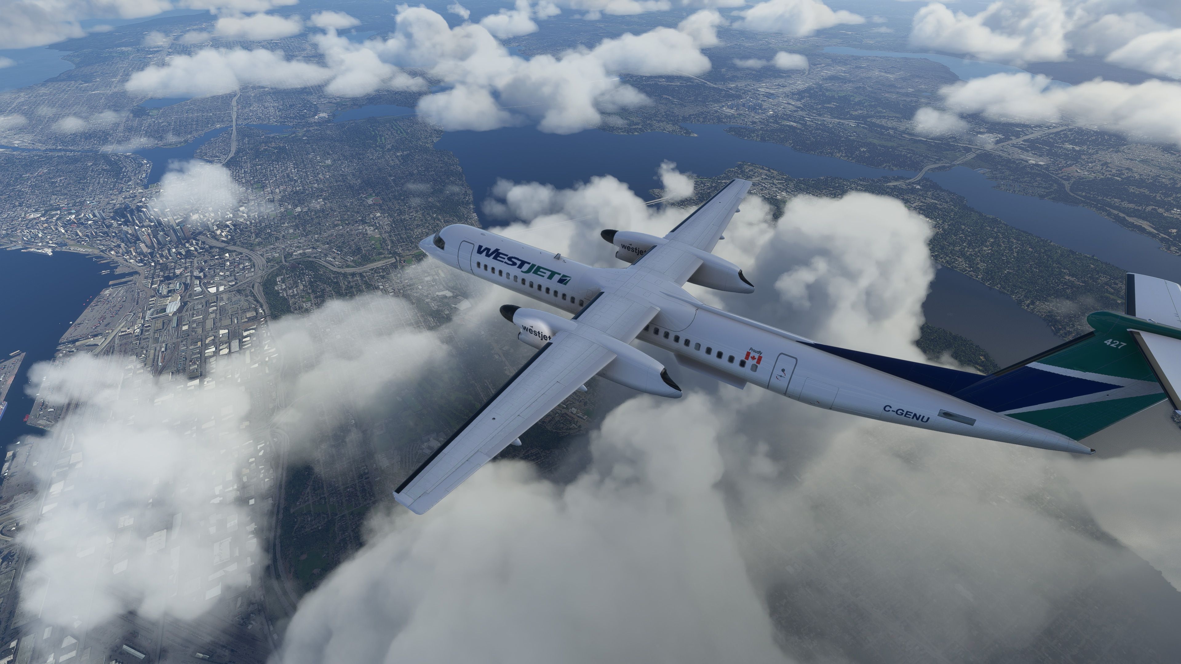 WestJet, De Havilland Canada Dash 8 Q400, MSFS, Flight sim, 3840x2160 4K Desktop