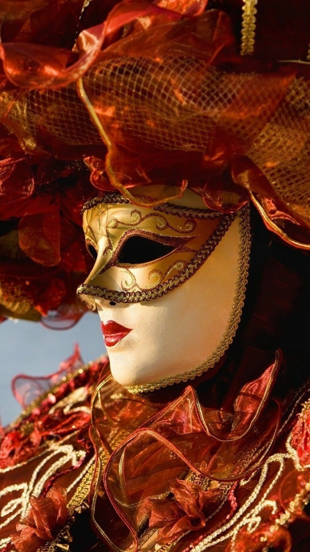 Carnival: Venetian masks, A centuries-old tradition of Venice, Italy. 1080x1920 Full HD Background.