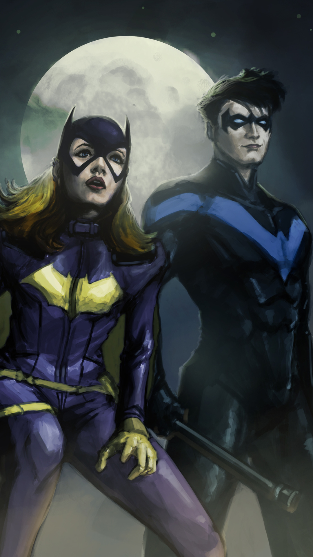 Nightwing and Batgirl, iPhone Wallpapers, 1080x1920 Full HD Handy