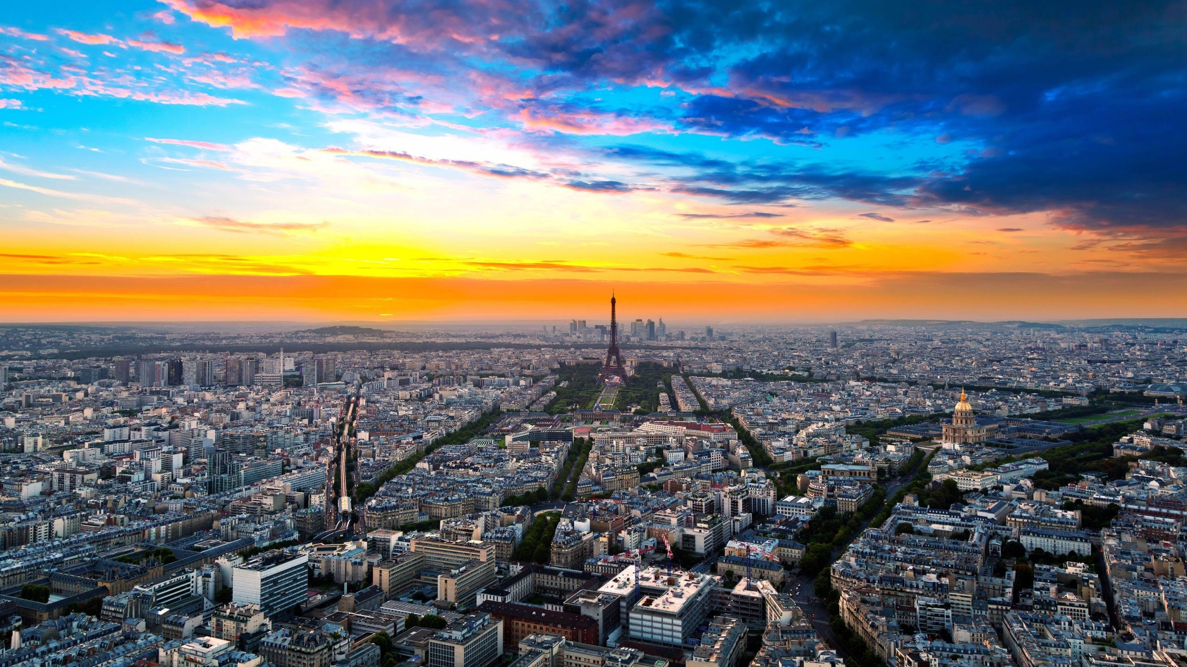 Paris Skyline, Travels, Dubai wallpaper, Beautiful sunset, 3840x2160 4K Desktop