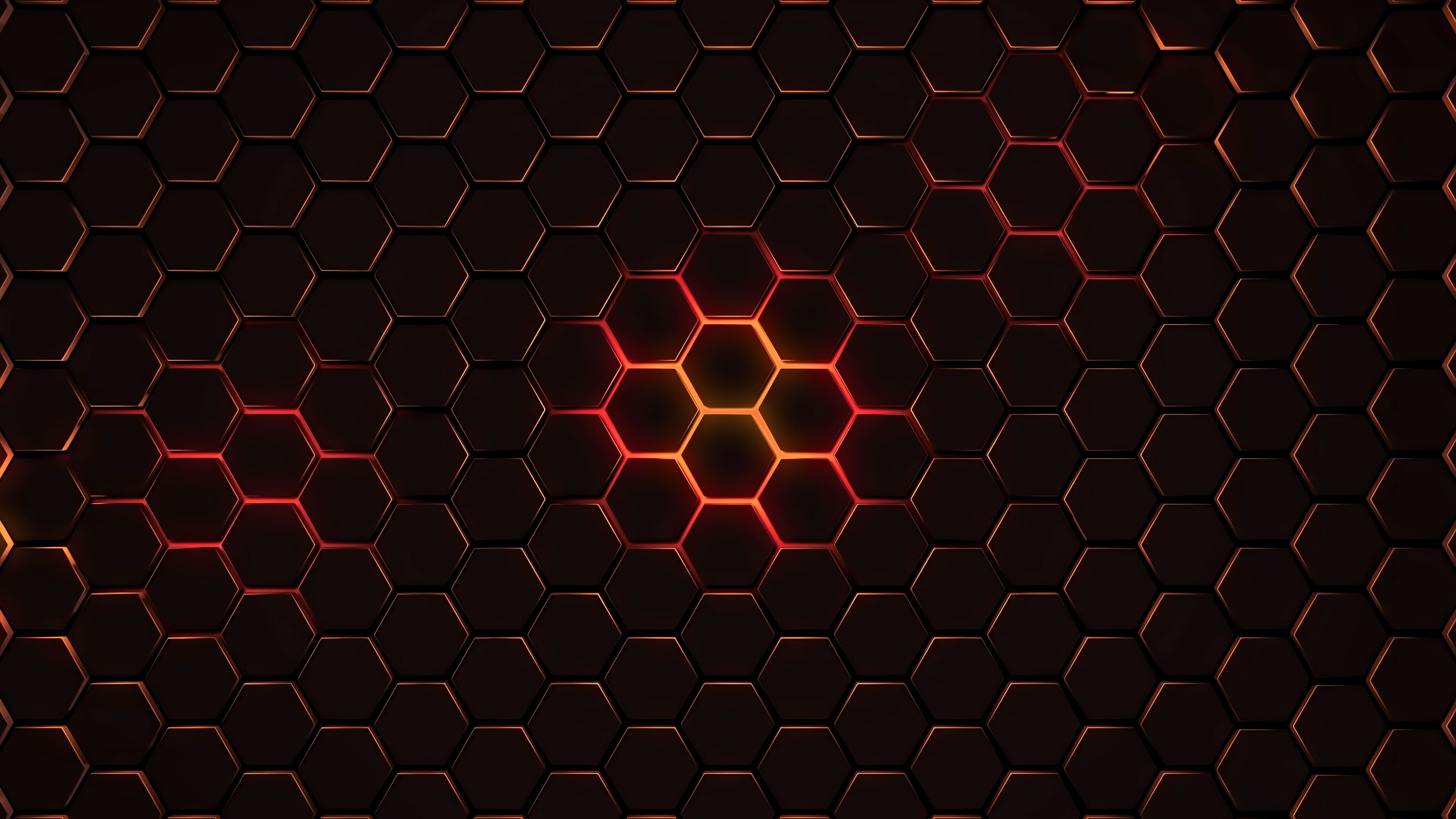 Geometry: Hexagon grid, Angles, Sides, Line segments, Obtuse angles. 3840x2160 4K Wallpaper.