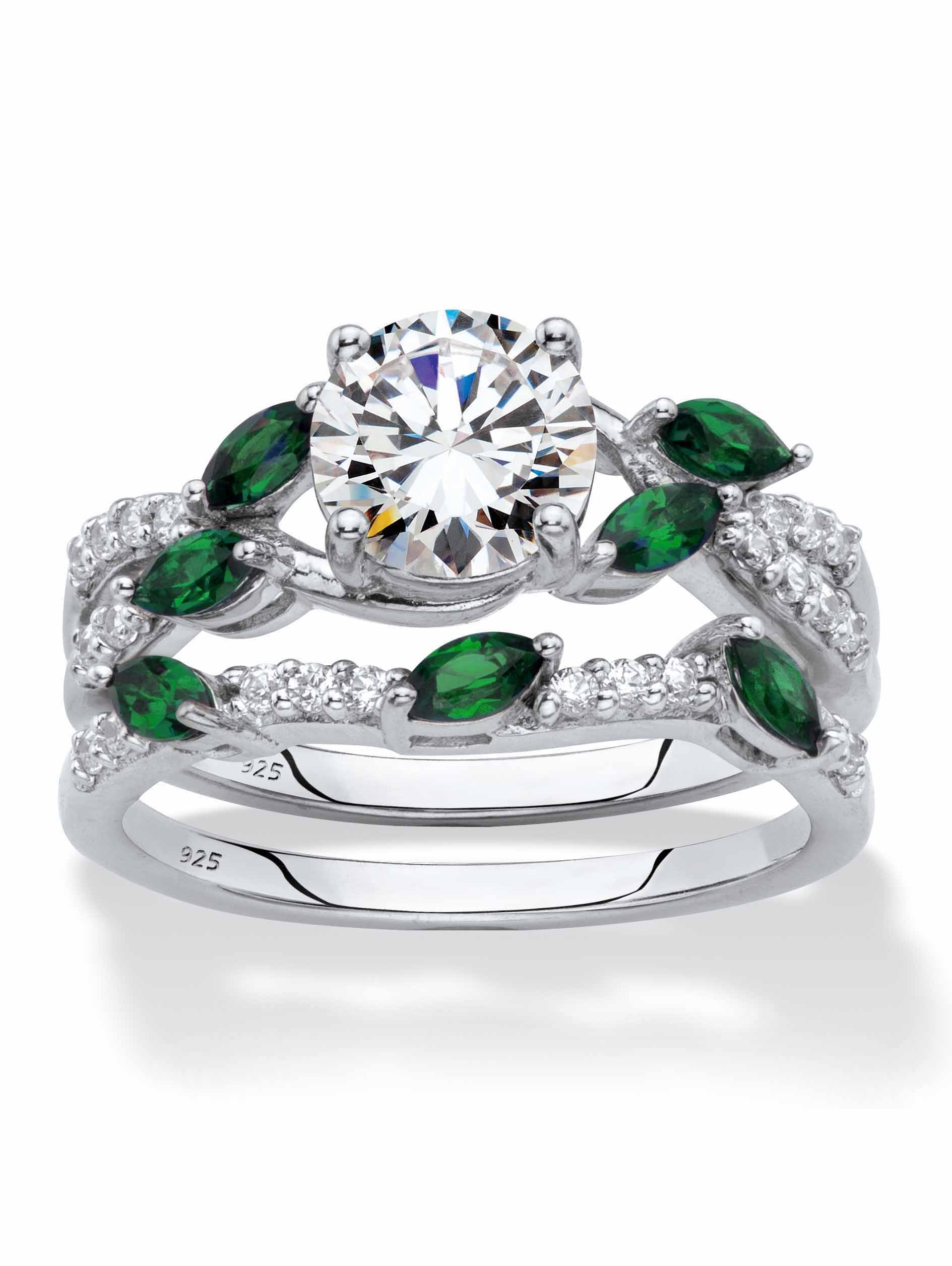 Emerald, Cubic Zirconia, Created Emerald, Wedding Ring Set, 1890x2520 HD Handy