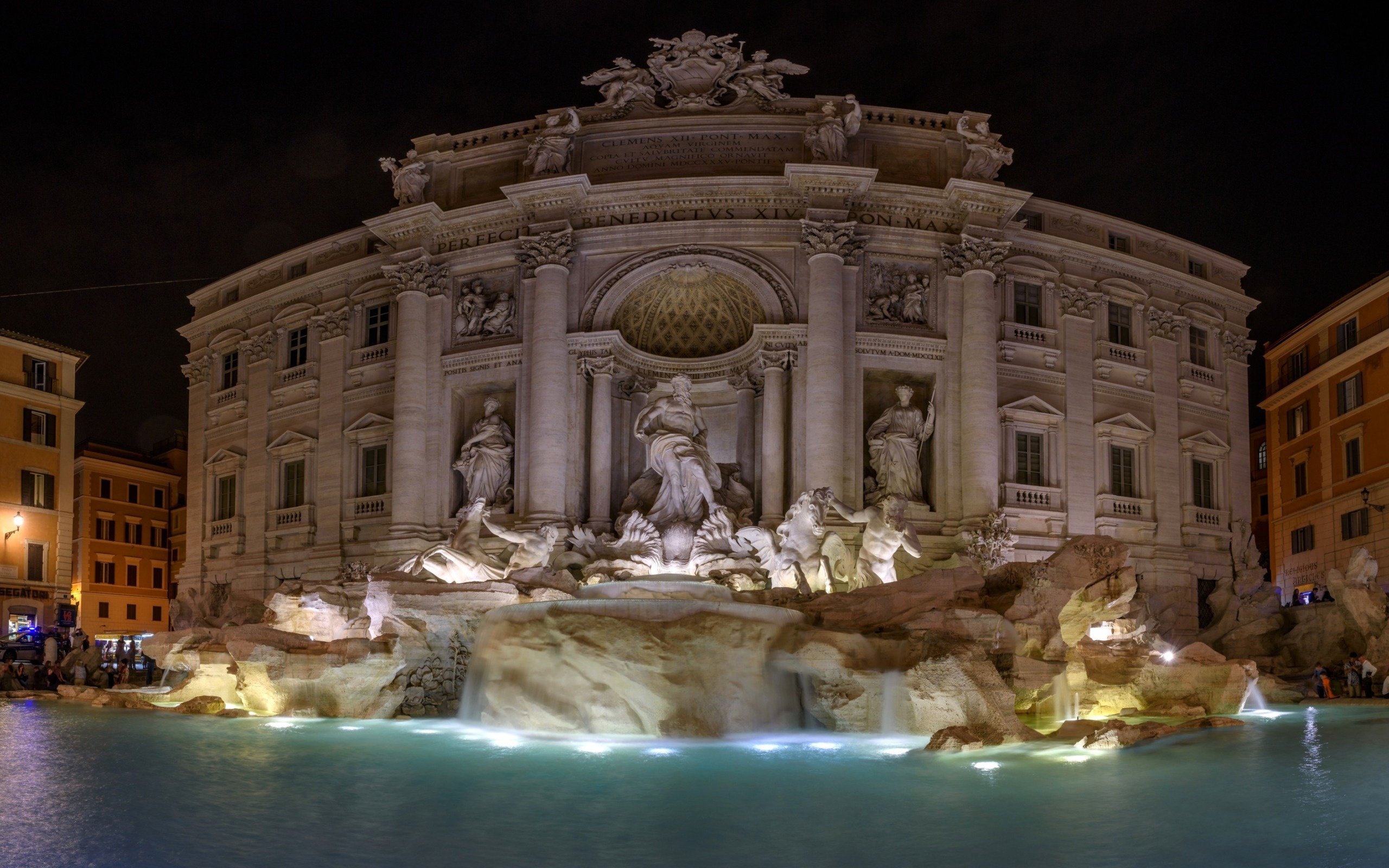 Rome: Trevi Fountain at night, Landmark, Italy. 2560x1600 HD Background.