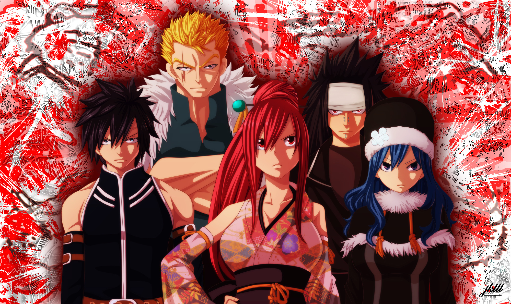 Anime art, Fairy Tail characters, Ezra Scarlet, Gajeel Redfox, Wallpaper, 2000x1200 HD Desktop