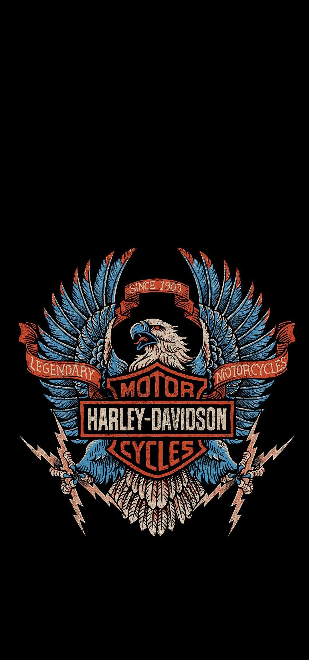 Harley-Davidson: The Softail series of motorcycles was introduced in 1984 with the FXST Softail. 1080x2300 HD Background.