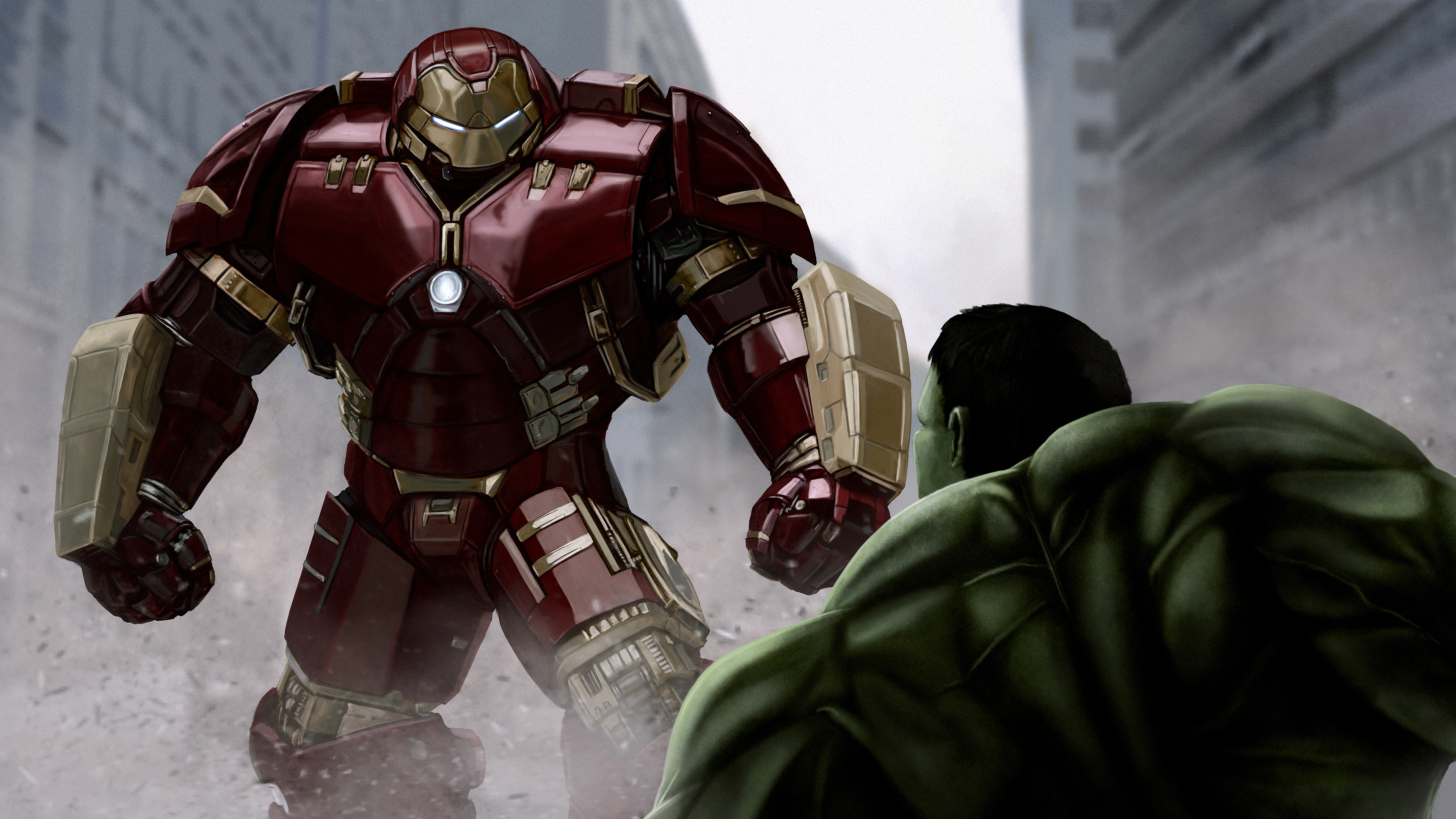 Iron man Hulkbuster, Epic battle, Superhero wallpapers, HD backgrounds, 3840x2160 4K Desktop