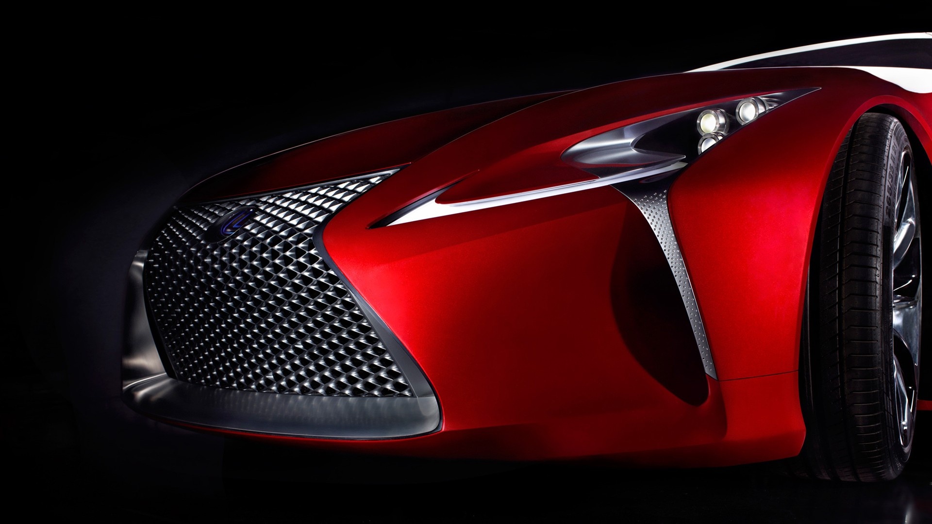 Lexus LC, Red sports car, Futuristic design, High-performance vehicle, 1920x1080 Full HD Desktop