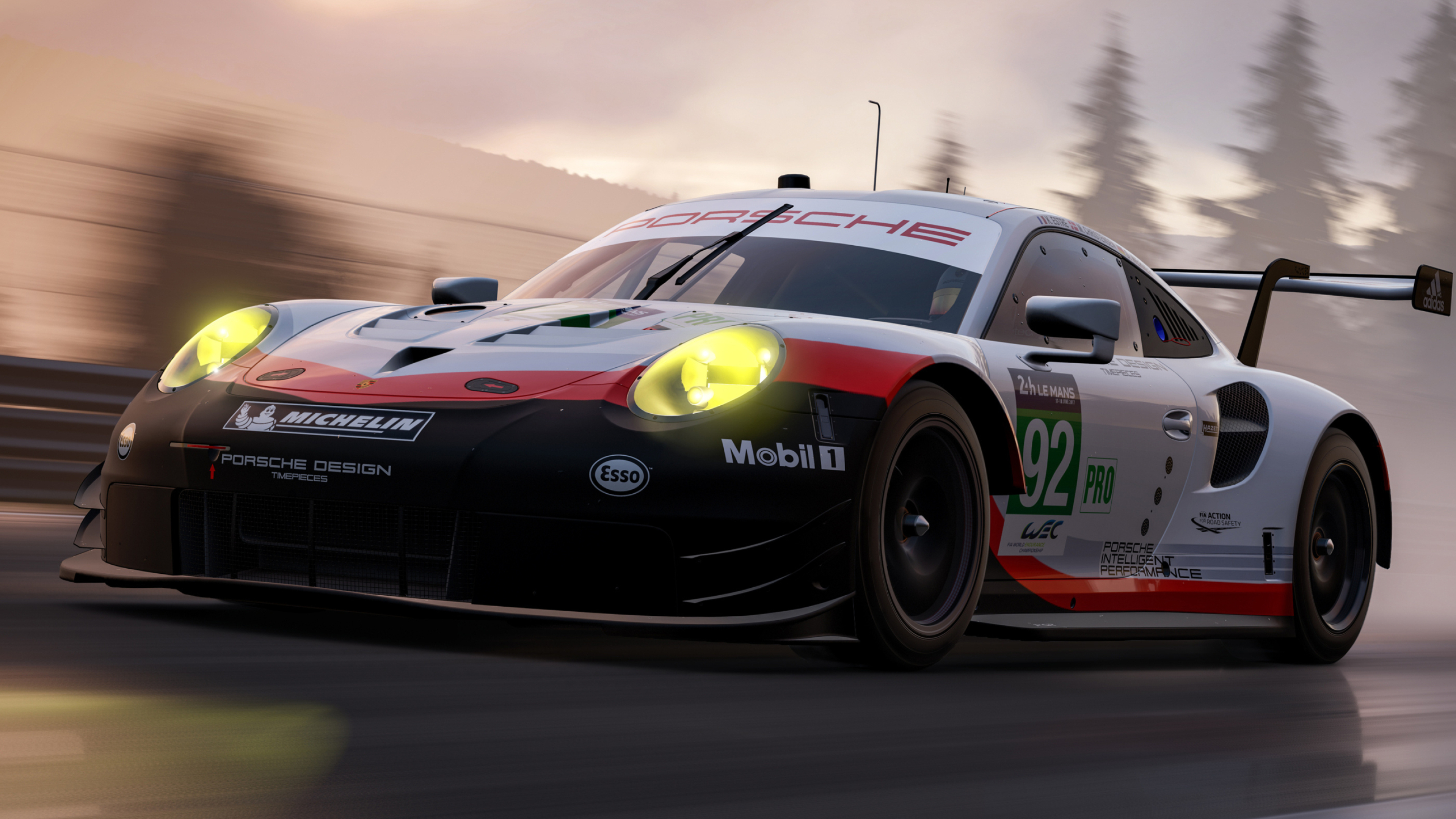Motorsports: Porsche 911 GT 3, Forza Motorsport 7 video game, Michelin Wheels, Porsche Design. 3840x2160 4K Background.