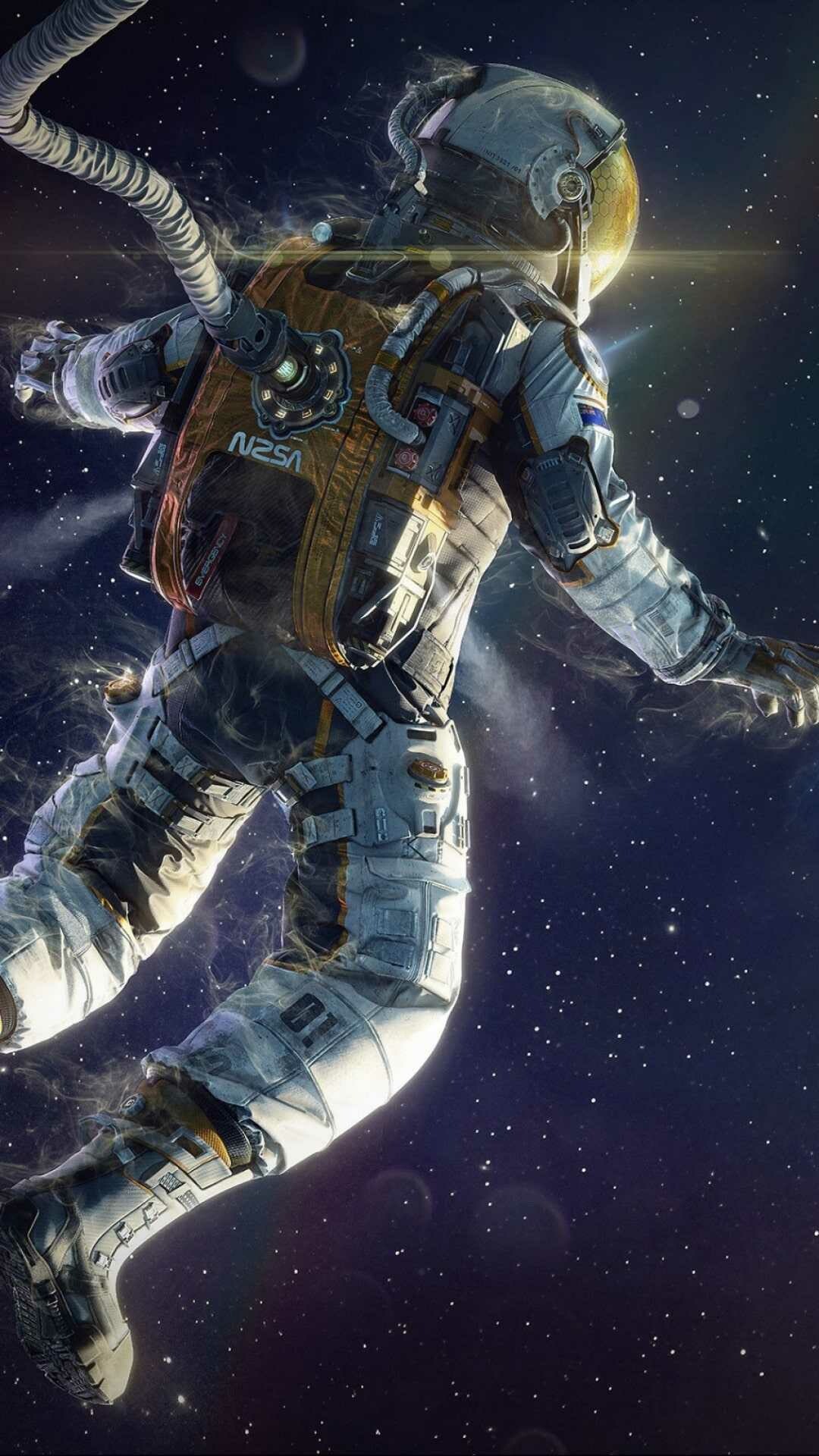 Astronaut: Space flight, Zero-gravity, Person in space, Gravitation. 1080x1920 Full HD Background.