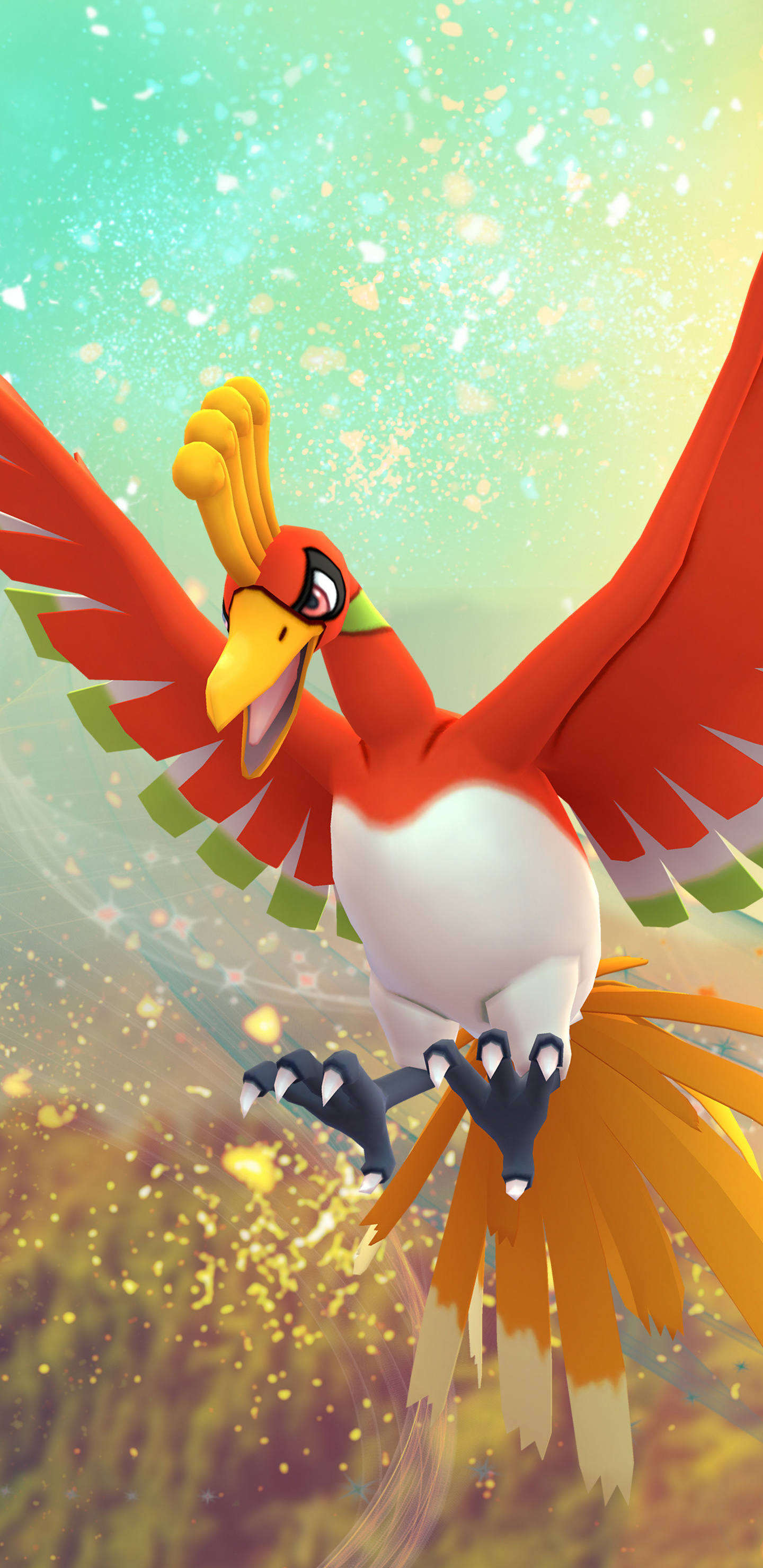 Ho-Oh, Beyond the clouds, Pokemon wallpaper, Resolute, 1440x2960 HD Handy