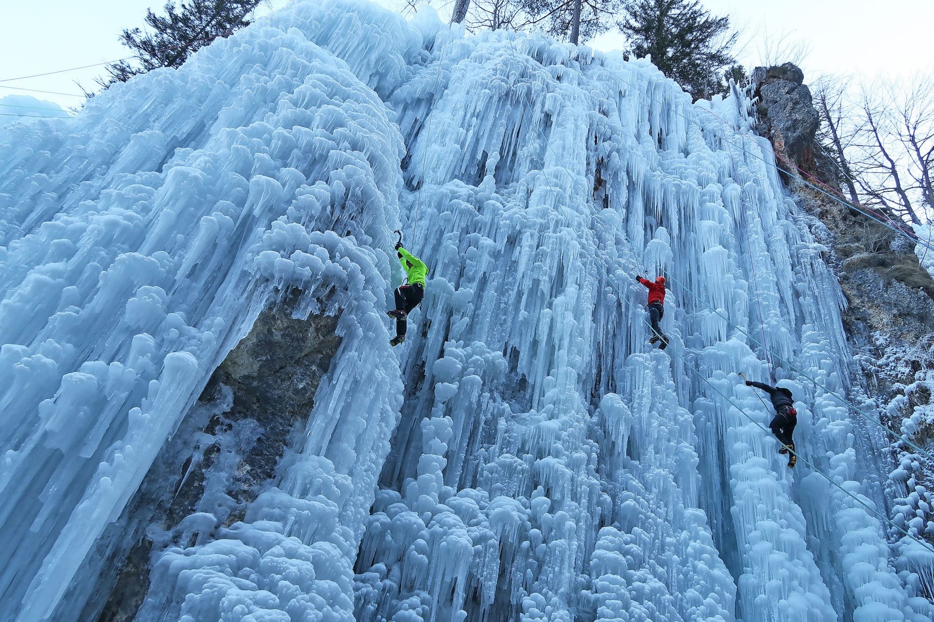 Ice Climbing: IFMGA Guide, One-Day Trip in Mojstrana, Triglav National Park, Rope Team. 1920x1280 HD Background.