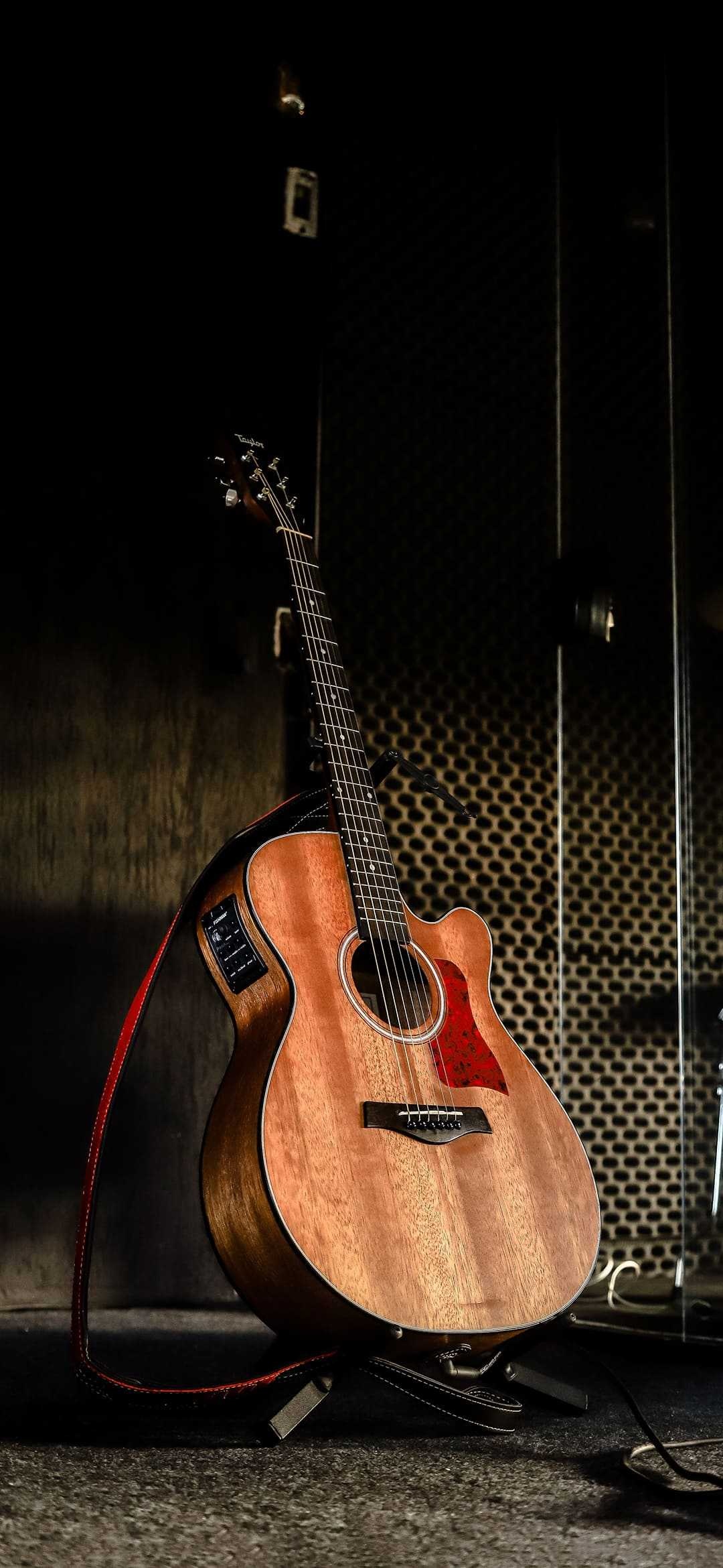 Guitar: A musical instrument played with a pick or with the fingers, Electro-acoustic chordophones. 1080x2340 HD Wallpaper.