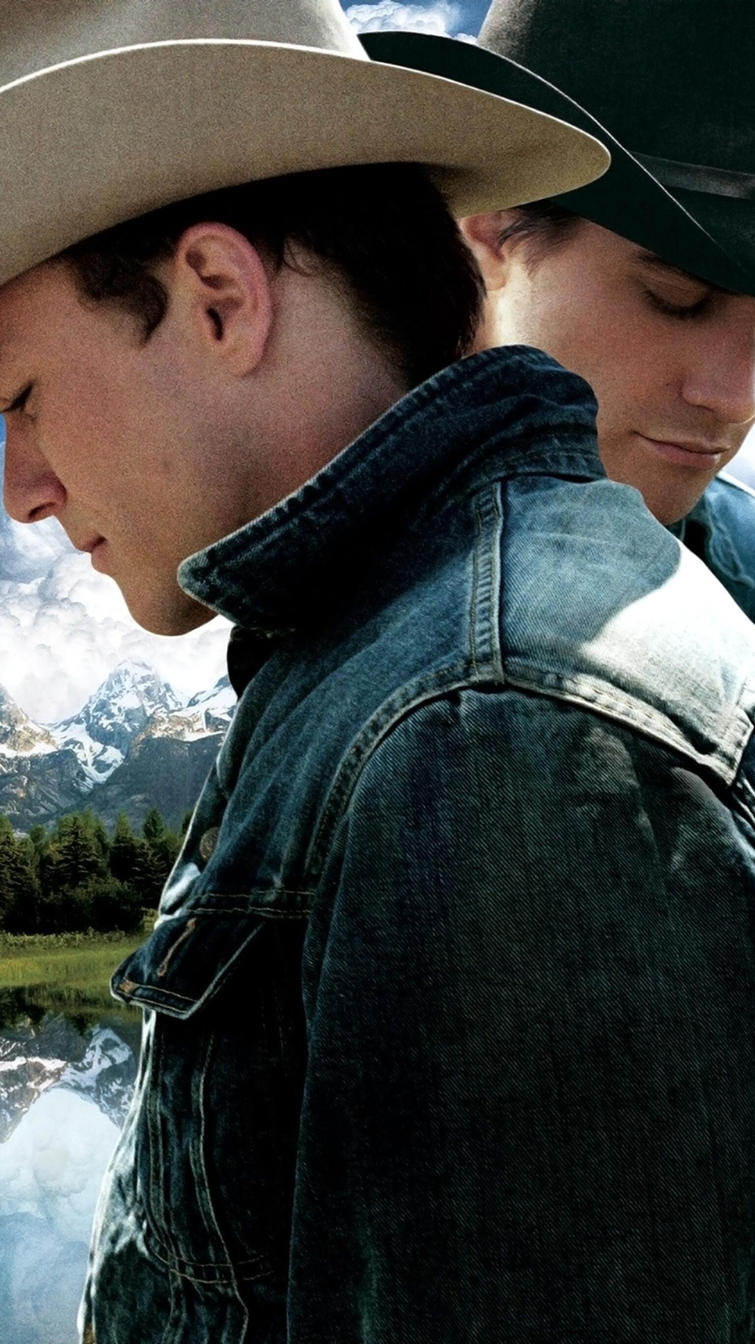 Brokeback Mountain: The complex relationship between two American cowboys, Ennis Del Mar and Jack Twist, The American West. 1540x2740 HD Background.