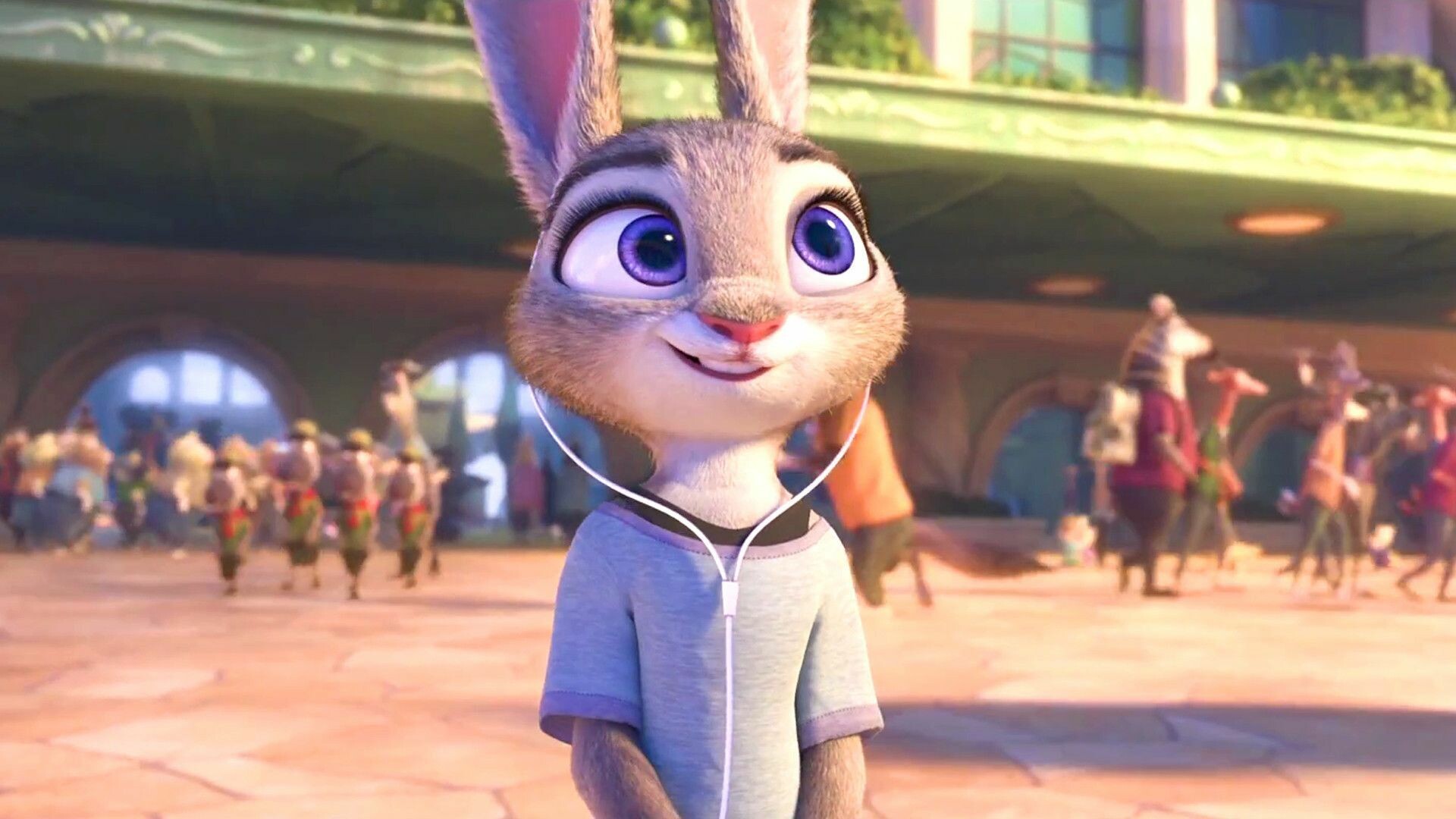 Zootopia: Officer Judith Laverne "Judy" Hopps, The daughter of Bonnie and Stu and is a member of the Hopps family. 1920x1080 Full HD Wallpaper.