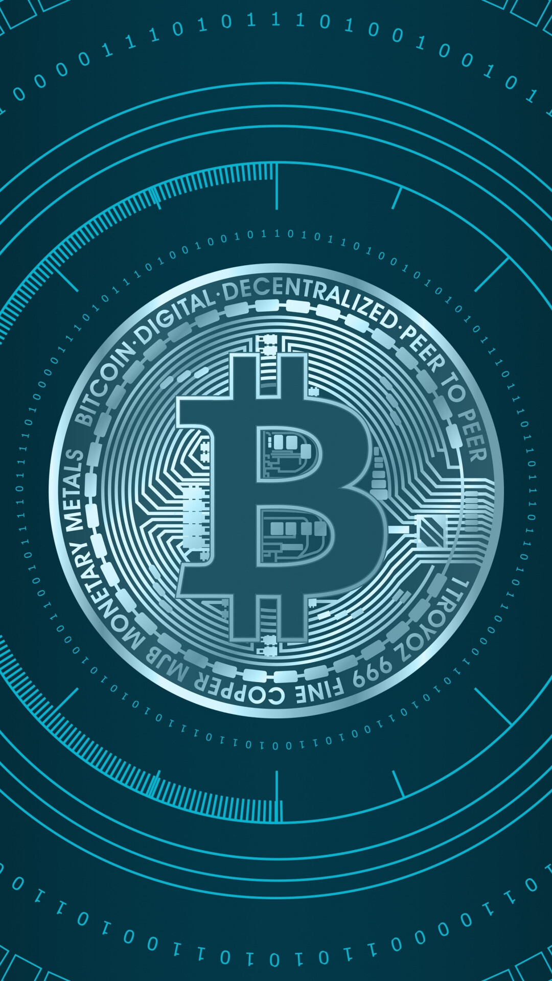 Bitcoin: The most popular and valuable digital currency, BTC. 1080x1920 Full HD Background.