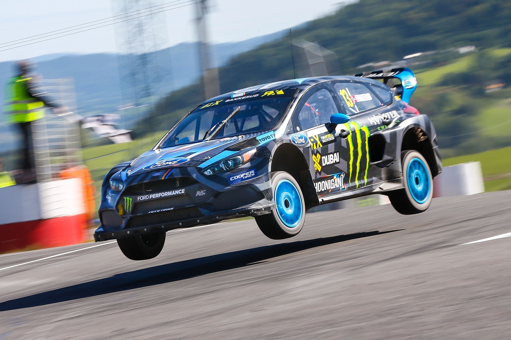 Rallycross: Ford Focus RS RX, Jump on a High Speed, Dubai, Mixed-surface racing circuit. 2000x1340 HD Wallpaper.