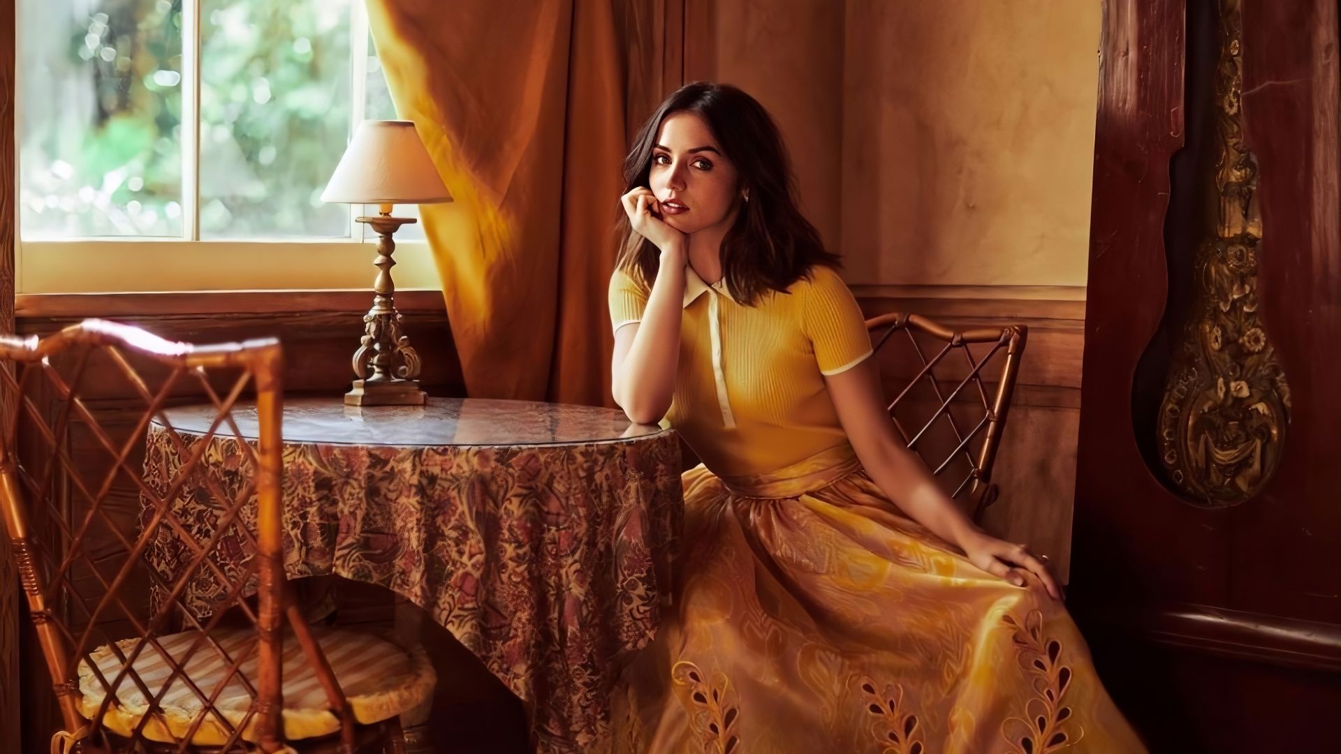 Ana de Armas, Yellow dress, HD image, 1920x1080 Full HD Desktop