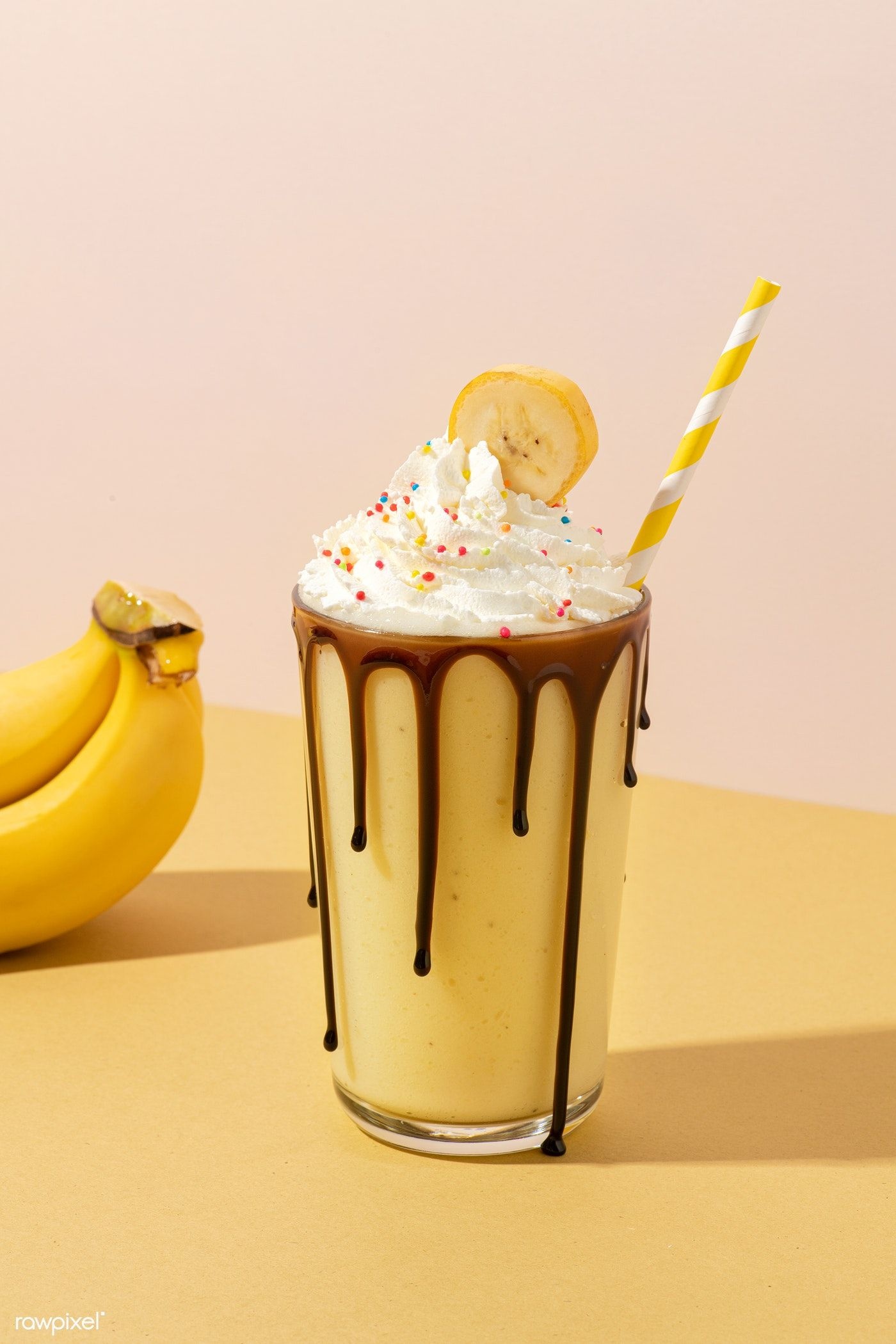 Milkshake: Chocolate banana shake with whipped cream. 1400x2100 HD Background.