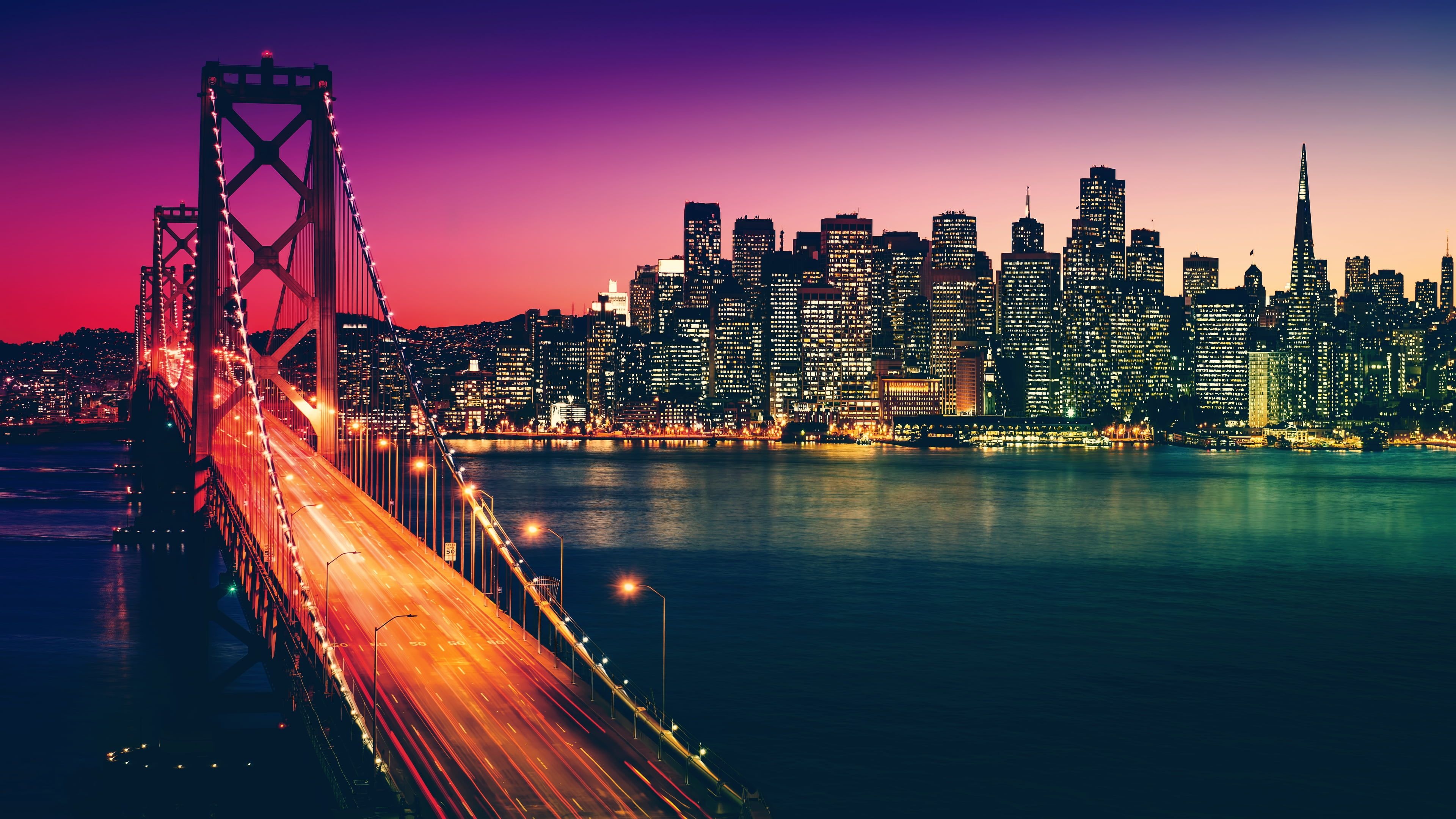 Golden Gate Bridge, San Francisco cityscape, Bay Bridge, California travel, 3840x2160 4K Desktop