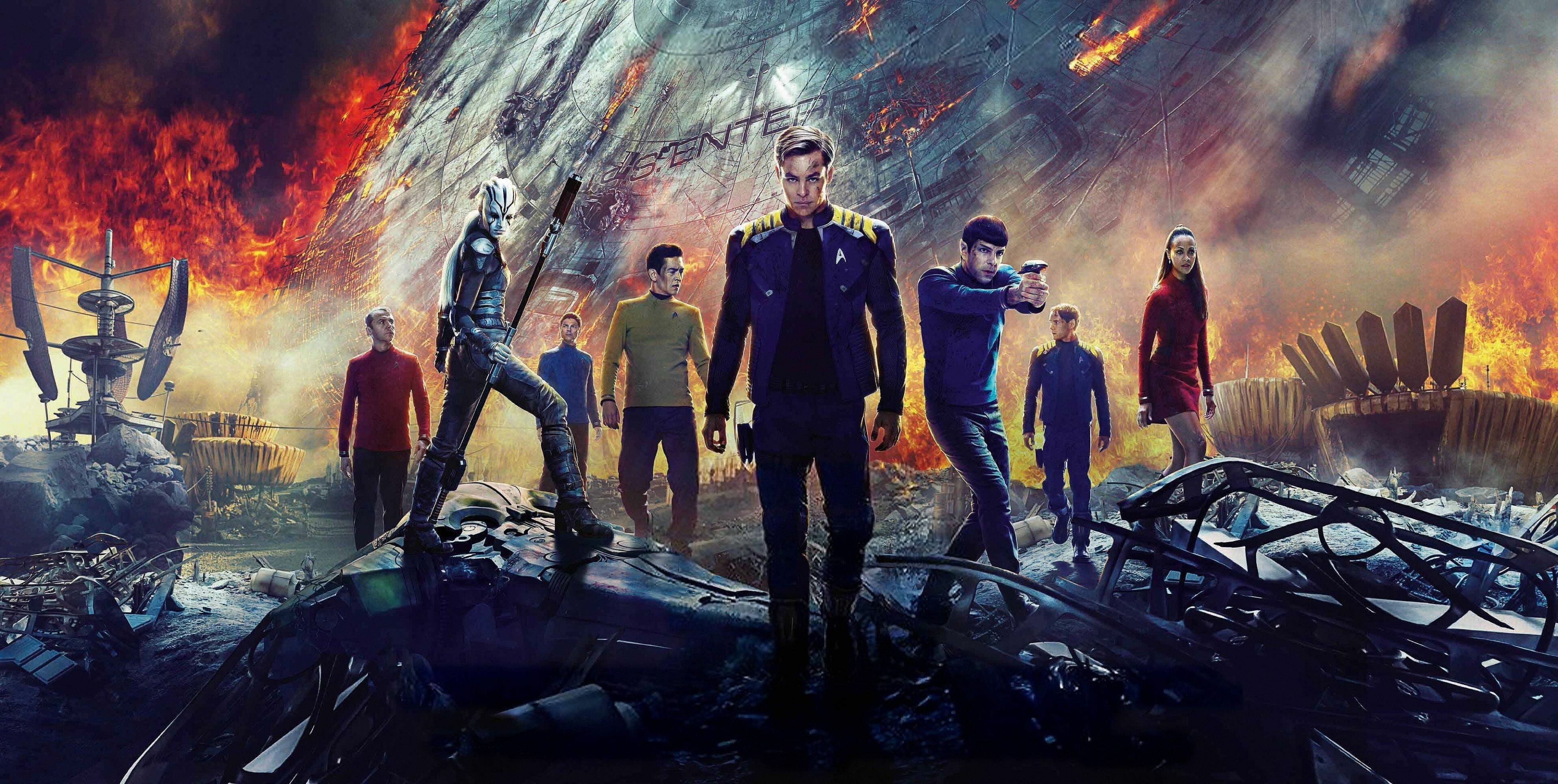 Star Trek: Star Trek Beyond, A 2016 American science fiction action film directed by Justin Lin. 3840x1940 HD Wallpaper.