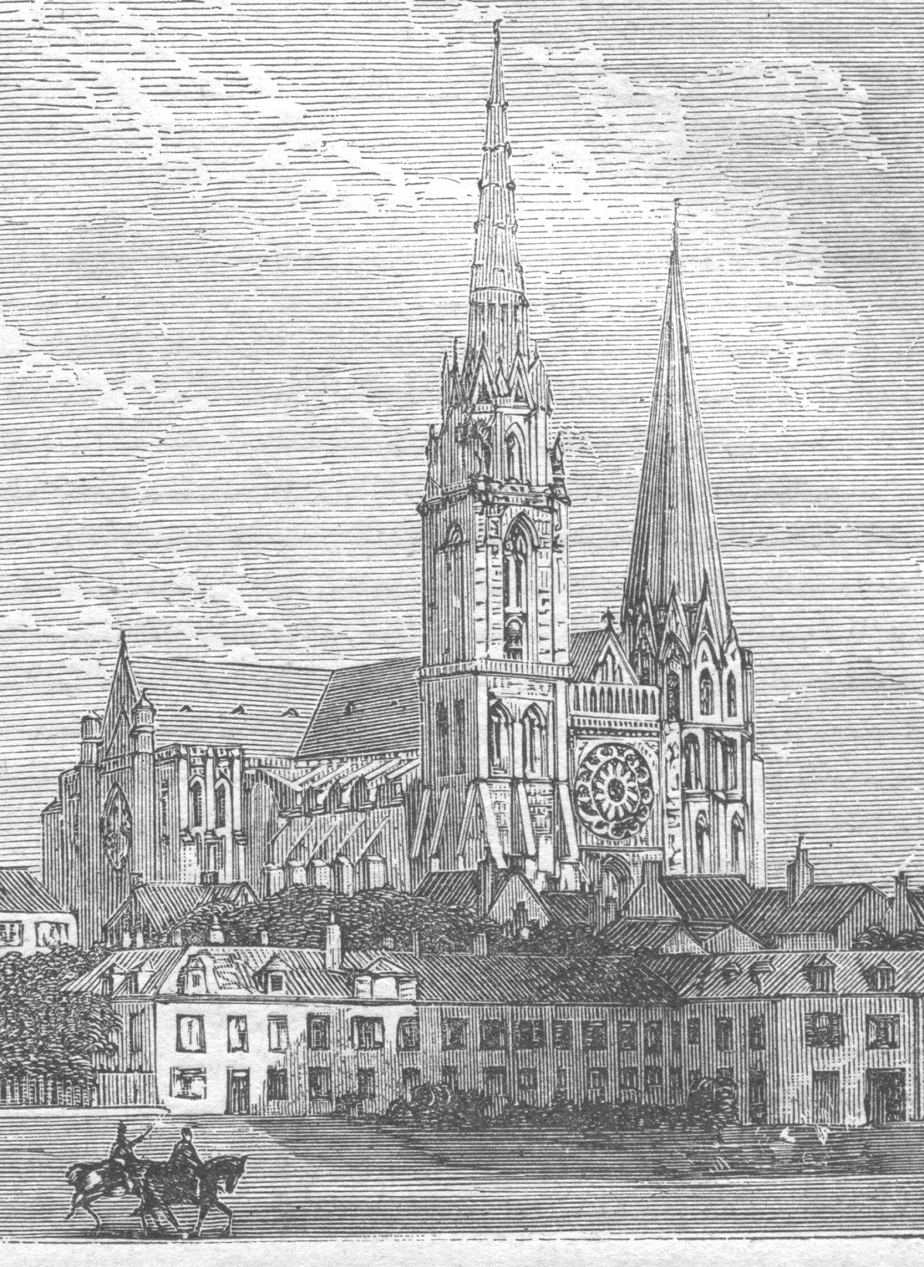 Chartres Cathedral, Old book illustrations, Cathedral, 1830x2500 HD Phone