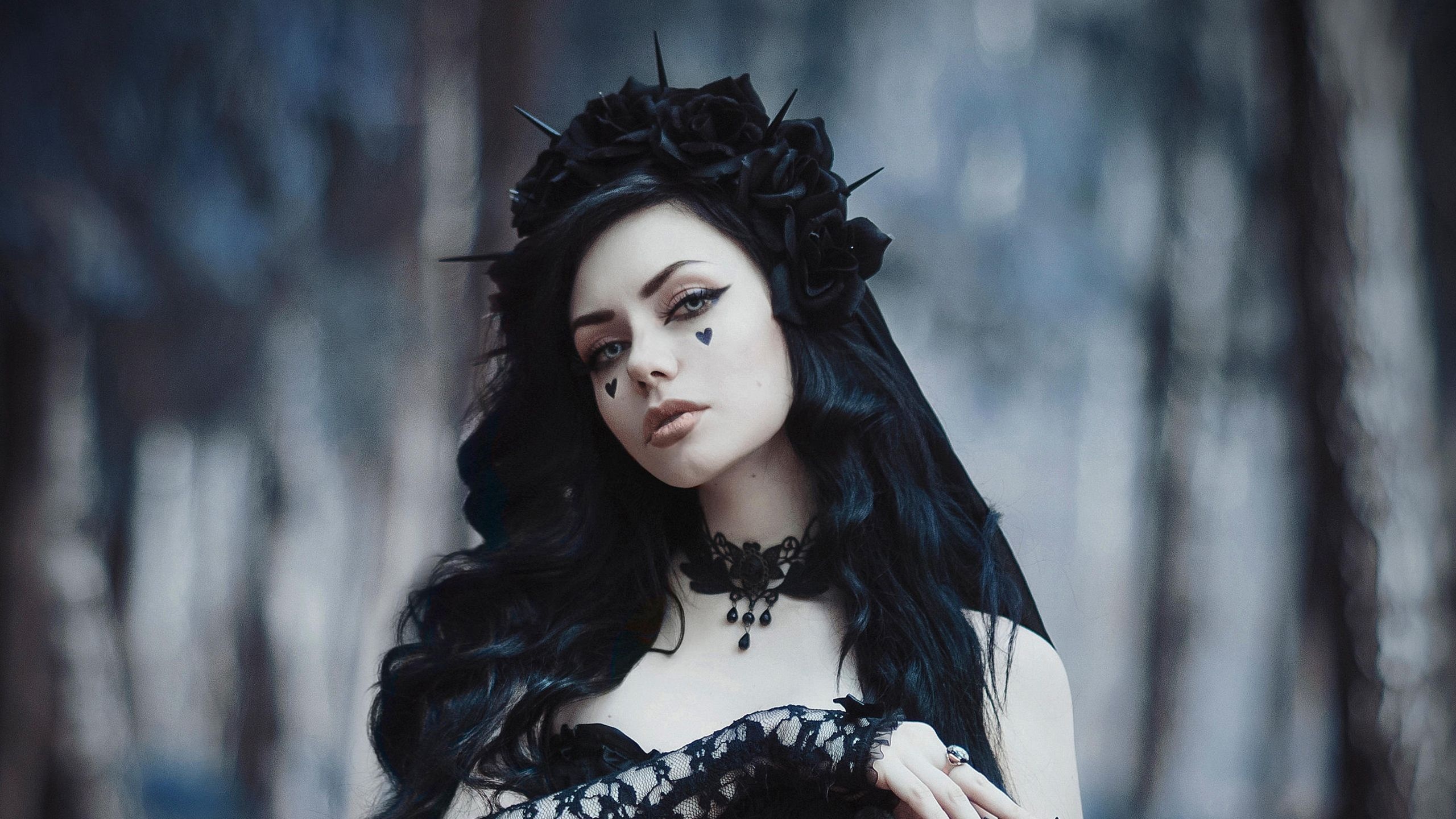Goth: Gothic bride, Dark beauty, A “porcelain doll” look, A punk-based subculture. 2560x1440 HD Wallpaper.