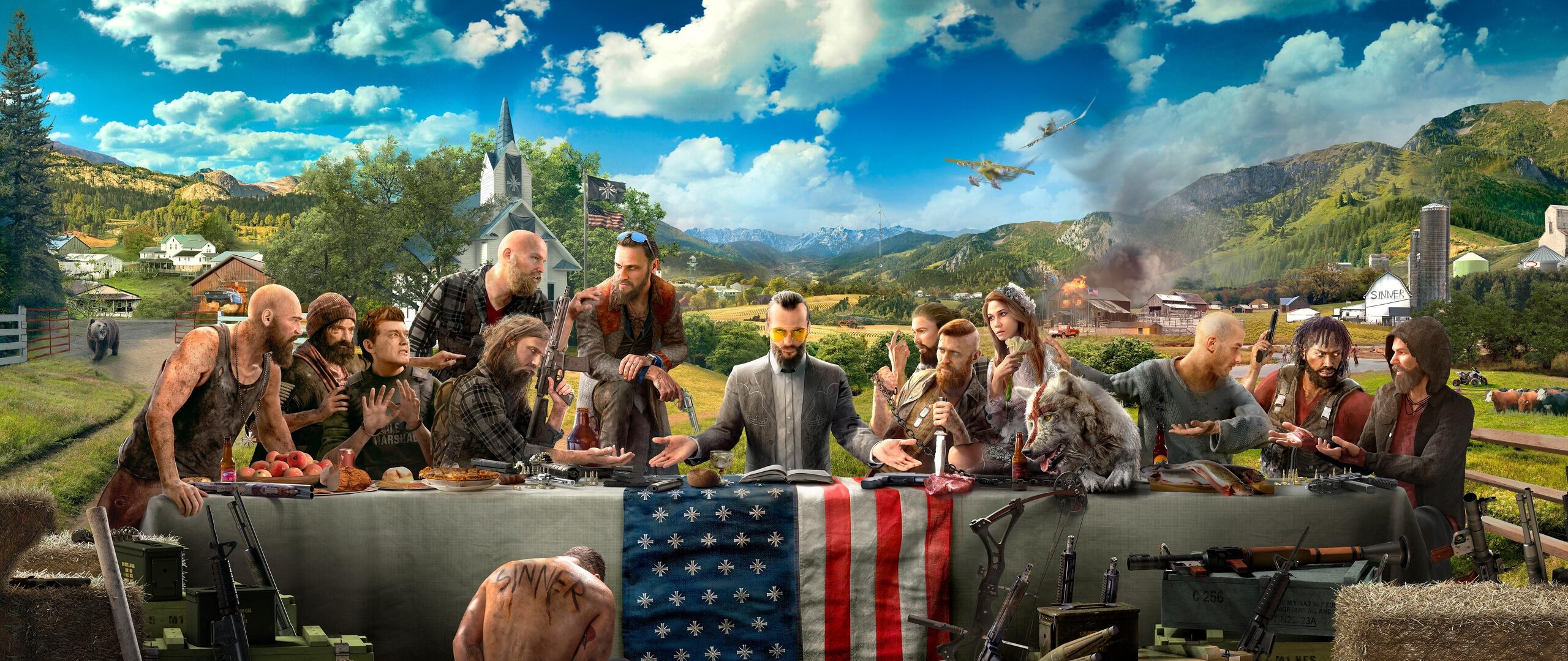 Far Cry 5, Montana wilderness, Cult madness, Striking landscapes, 2560x1080 Dual Screen Desktop