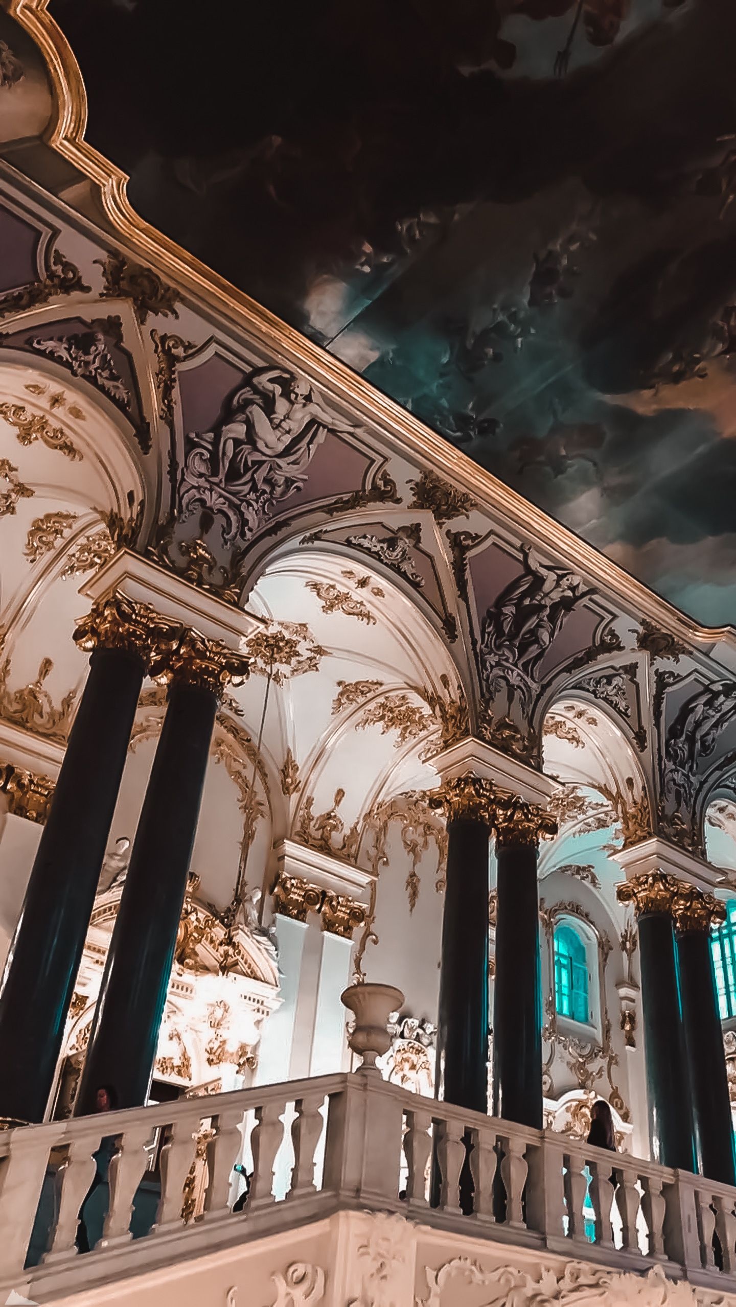 Hermitage Museum, Gold baroque architecture, Aesthetic art, Wallpaper, 1440x2560 HD Phone