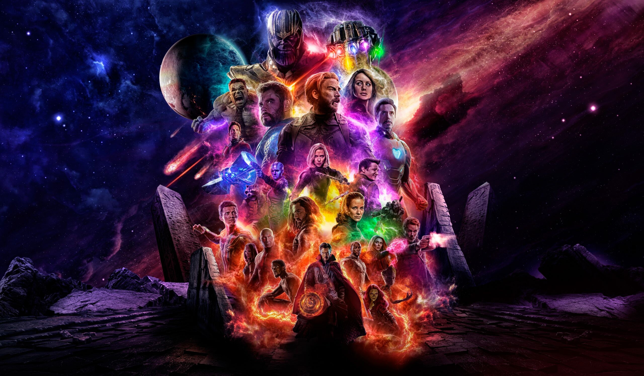 Avengers: The epic conclusion to the Infinity Saga that became a critically acclaimed worldwide phenomenon, MCU. 2560x1500 HD Background.